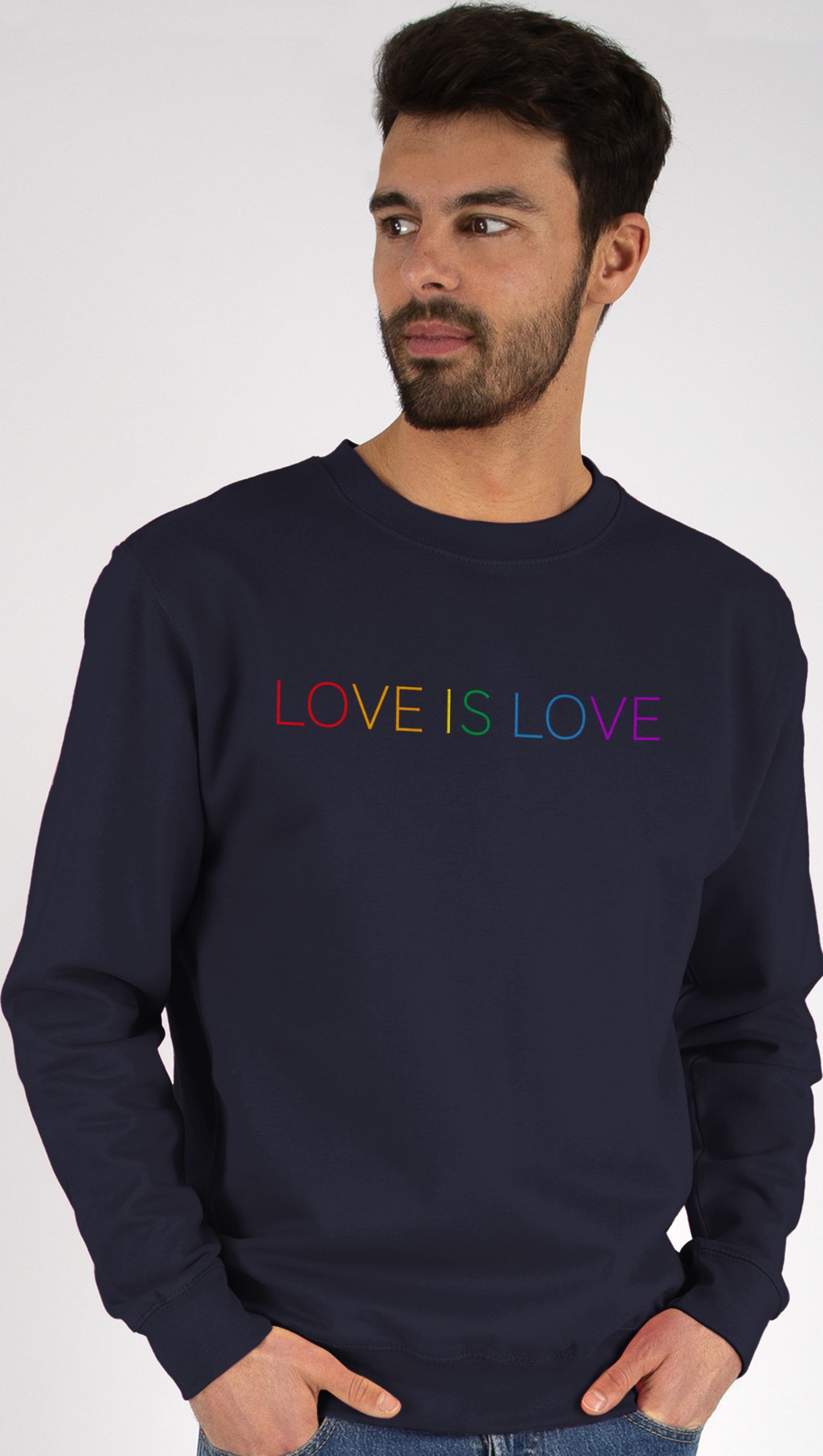 Shirtracer Sweatshirt Love is Love - Regenbogen - Pride (1-tlg) LGBT Kleidung 2 Dunkelblau