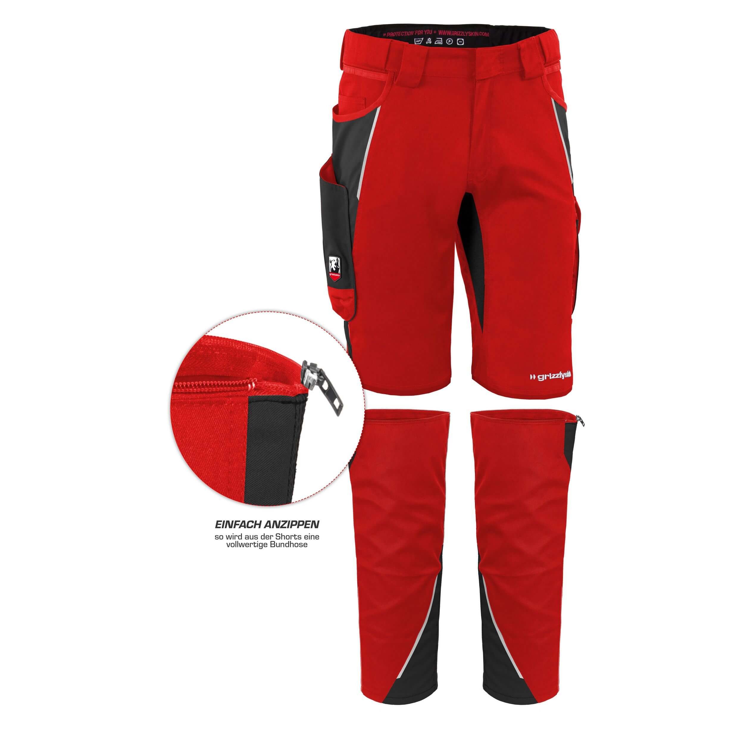 Qualitex Workwear Рабочие шорты ZIP-ON-BUNDLE IRON Shorts + Beinlinge aus Lyocell, Cordura & Stretch (2-tlg) modern kurze Arbeitshose - 13 Taschen - Strapazierfähig - Atmungsaktiv
