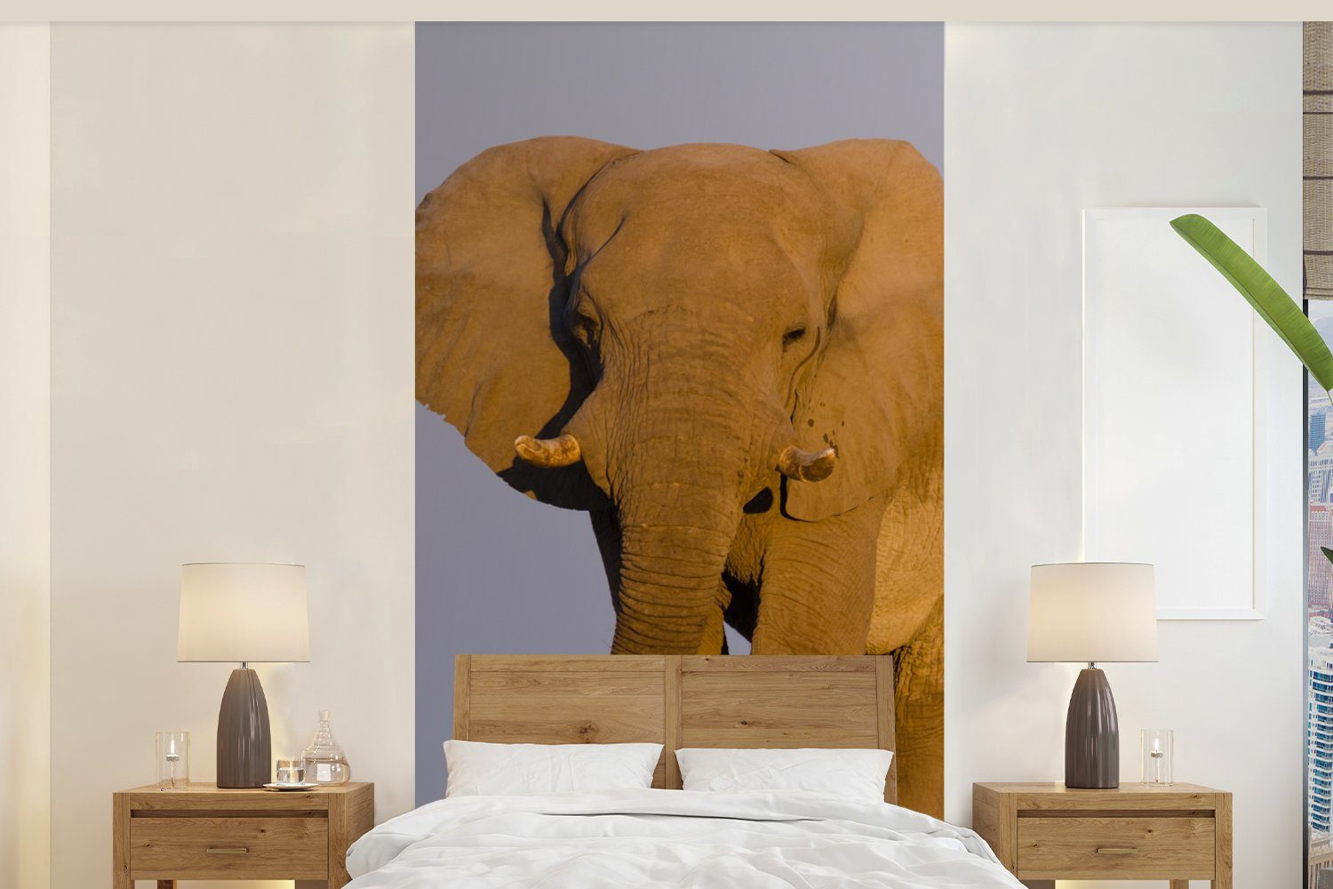 MuchoWow Fototapete Afrikanischer Elefant im Sand, Matt, bedruckt, (2 St), Vliestapete für Wohnzimmer Schlafzimmer Küche, Fototapete