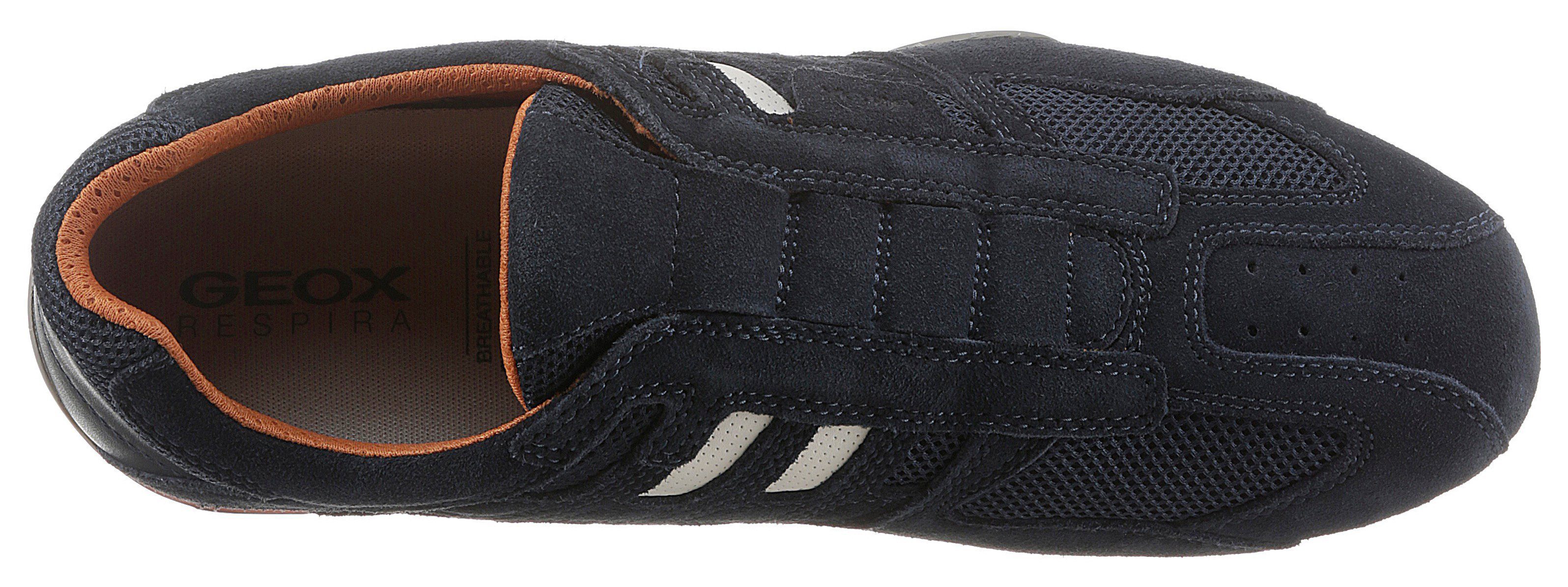 Geox UOMO SNAKE Slip-On dunkel-blau mit und modischen mit Membrane Geox Sneaker Ziernähten Spezial