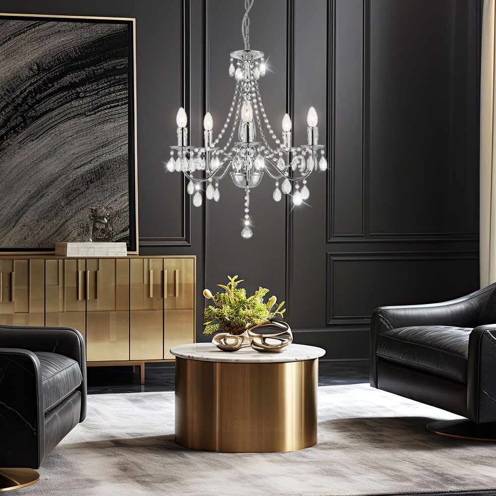 GLOBO LIGHTING Kronleuchter, Leuchtmittel inklusive, Warmweiß, Kronleuchter Hänge Leuchte Beleuchtung Acryl Kristalle Dekor klar