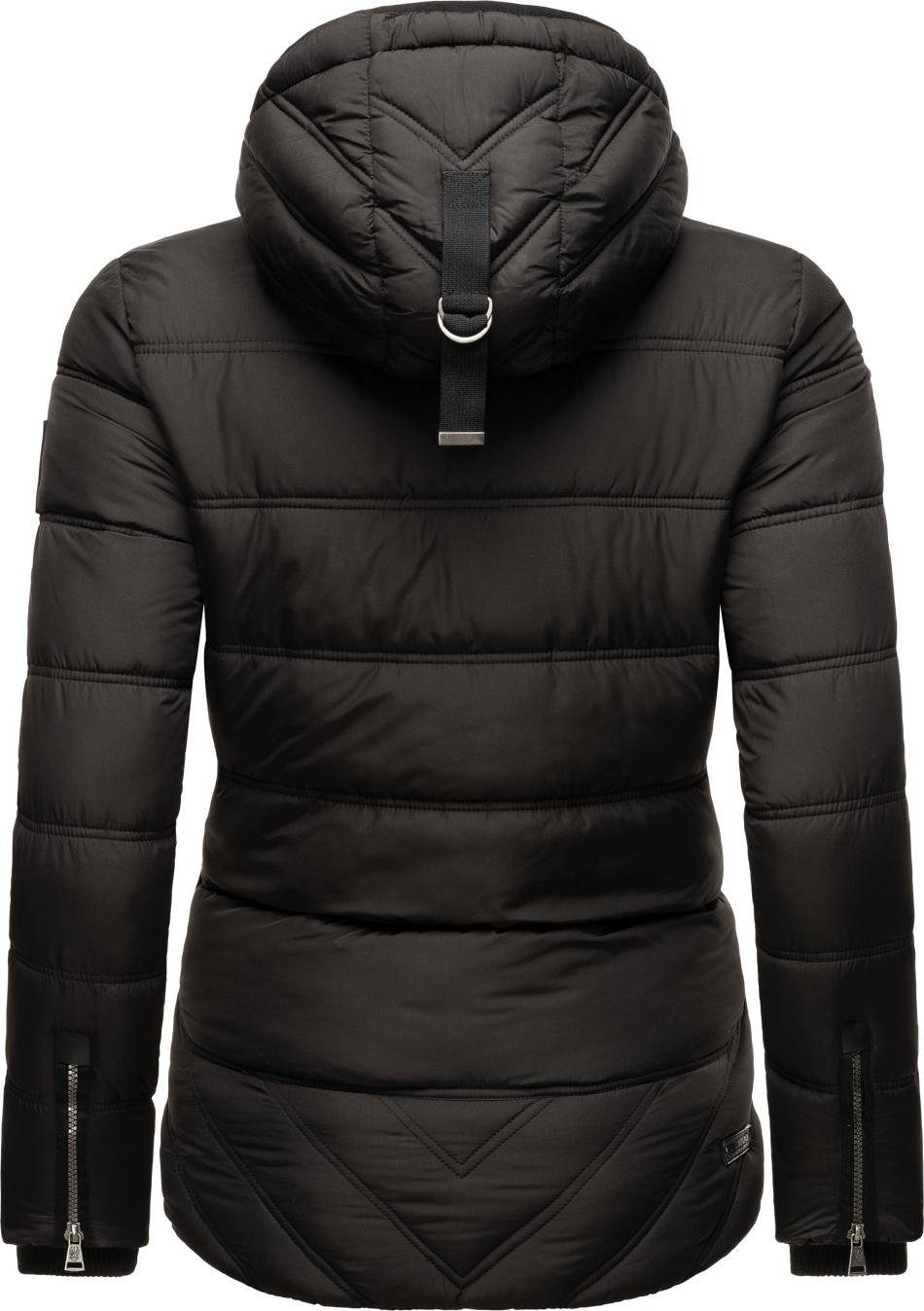 Navahoo Steppjacke Renesmee Kapuze mit Winterjacke warm schwarz gesteppte