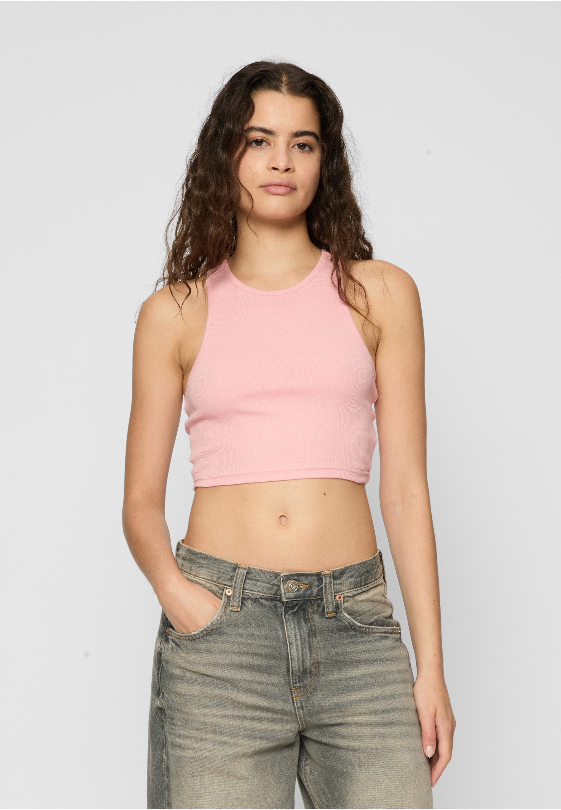 URBAN CLASSICS Muskelshirt Urban Classics Damen Ladies Cropped Rib Top 2-Pack (1-tlg)