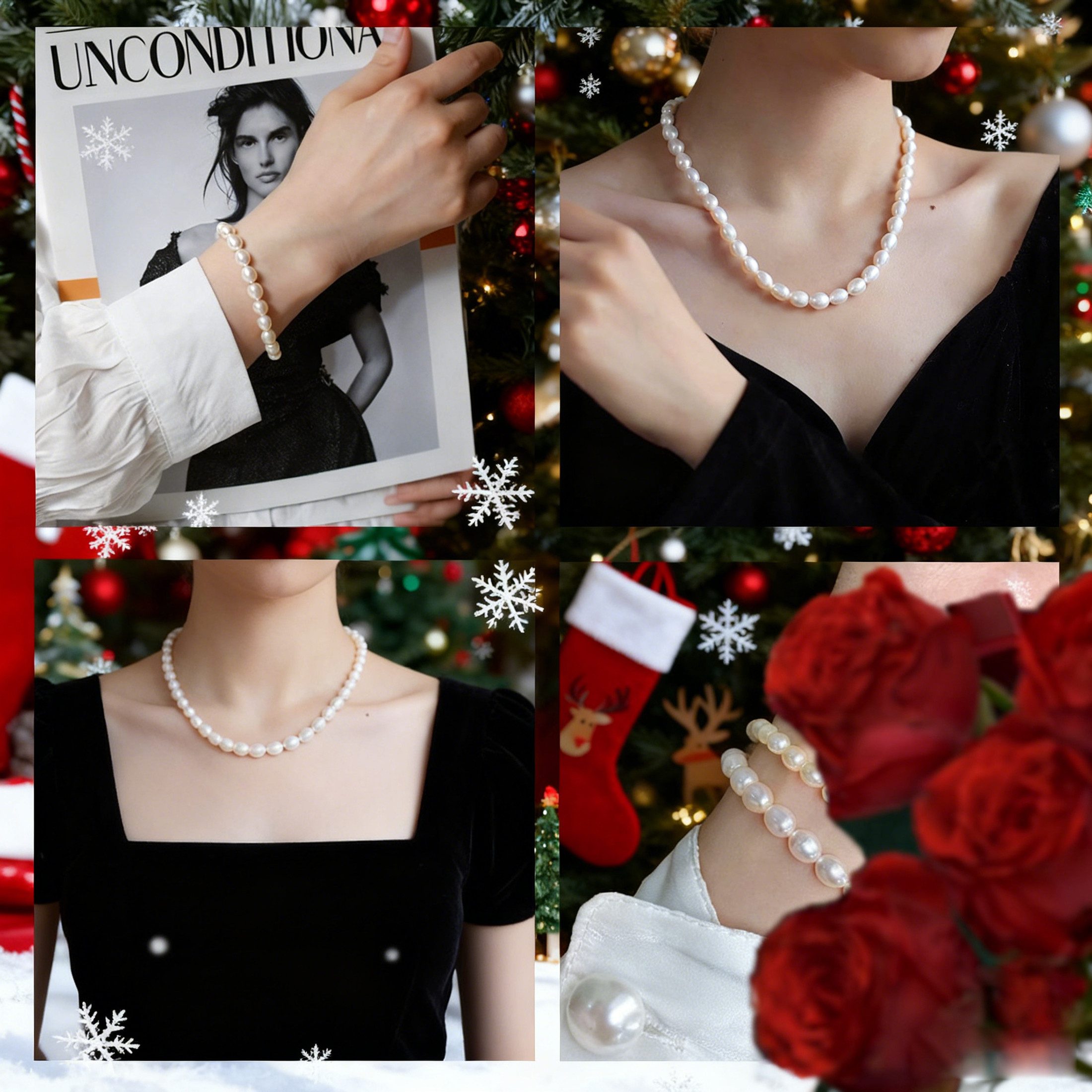 Luckice Perlenketten-Set Perlenkette 8-9mm Süßwasserperlen Pearls Set (vers günstig online kaufen