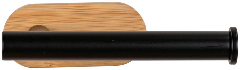 bohren, Turbo-Loc® mit lackiertem kombiniert WENKO Toilettenpapierhalter Orea Bamboo, ohne Edelstahl-Deckel Bambus Befestigen schwarz