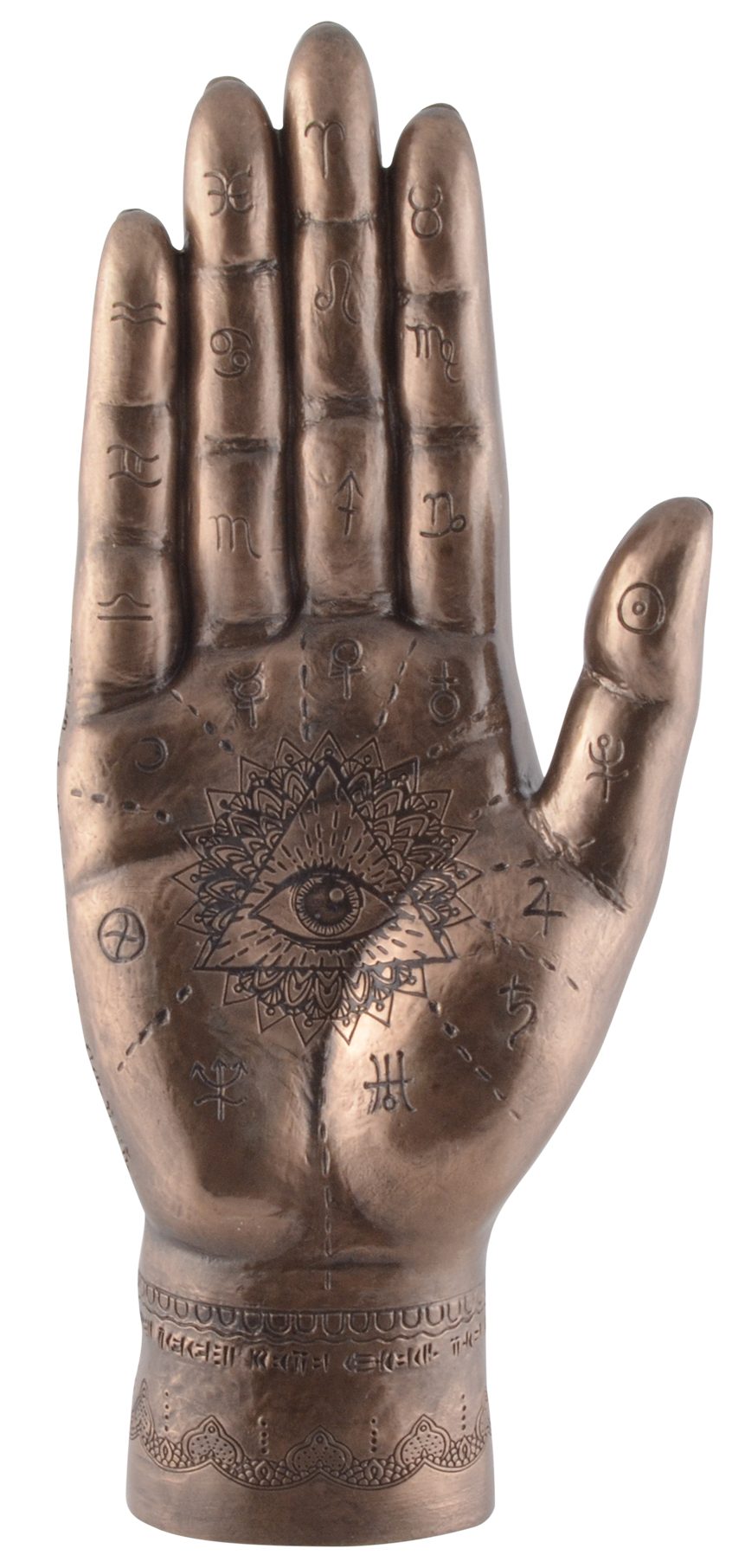 Vogler direct Gmbh Dekoobjekt Hand der Fatima mit Symbolen - bronziert by Veronese, bronziert, Veronese, Kunststein, Größe: LxBxH ca. 10x7x24 cm