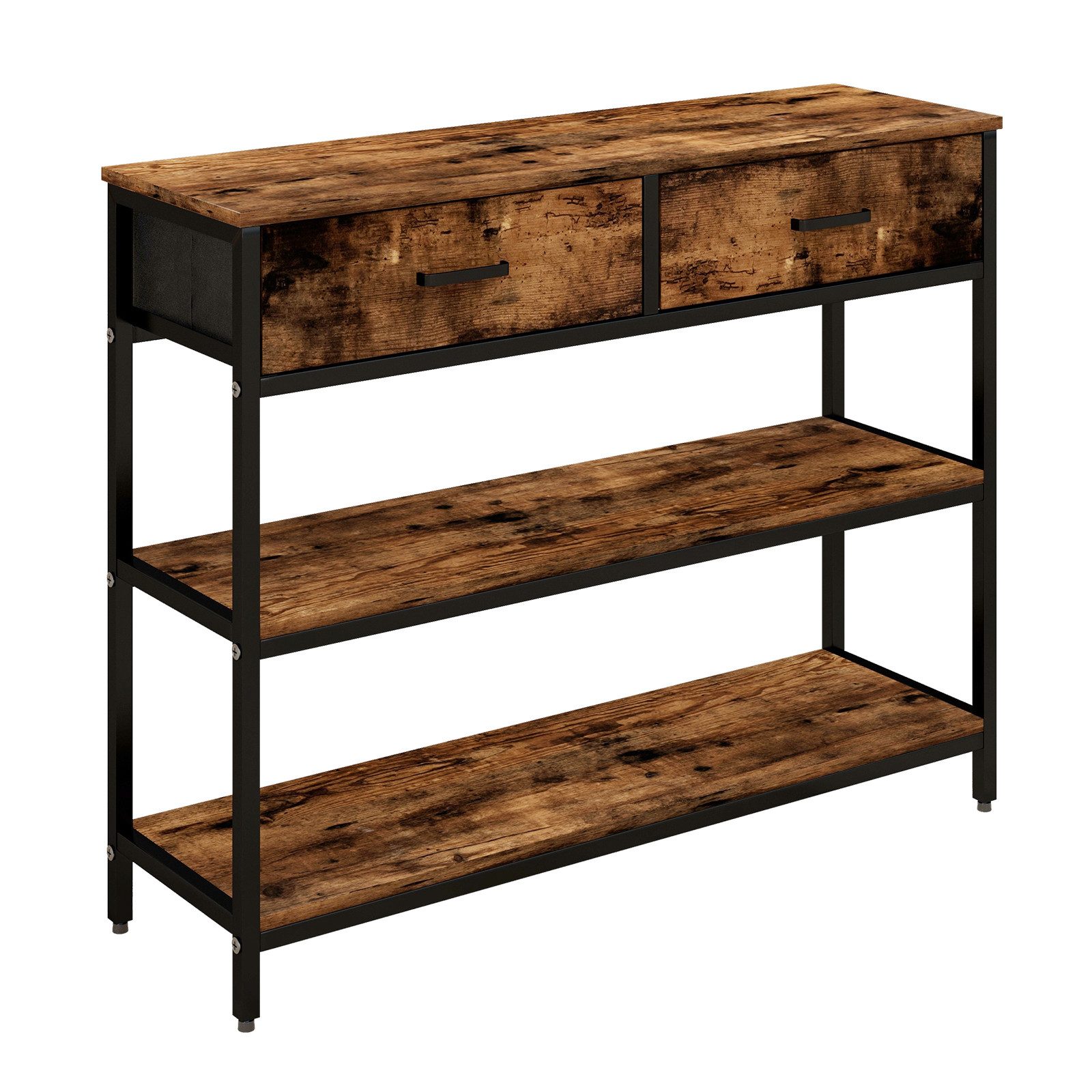 COSTWAY Konsolentisch, mit 2 Stoffschubladen, Kippschutz, Metallrahmen 100c günstig online kaufen