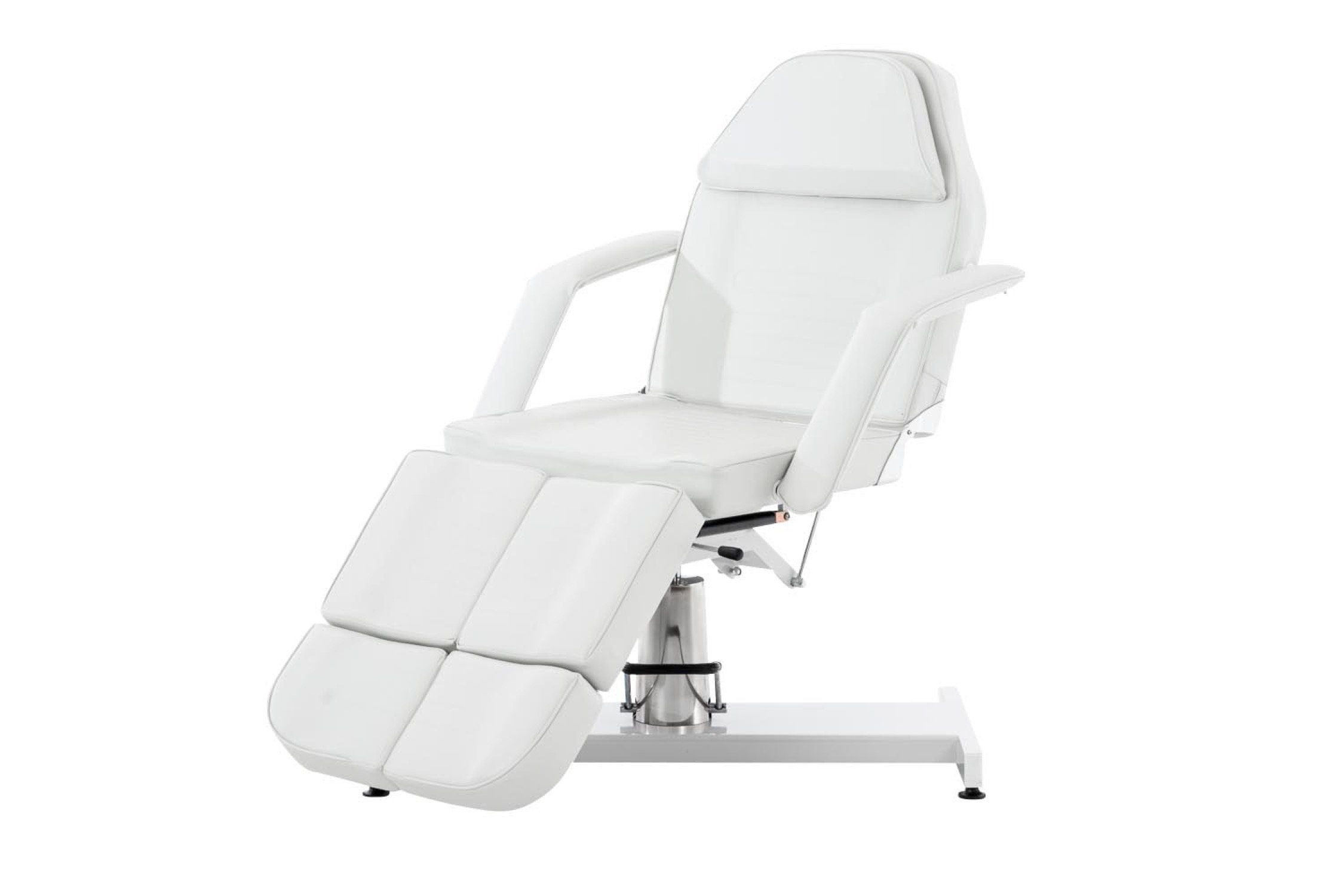 TPFLiving Massageliege Sphero - Hydraulische Kosmetikliege (Massagebett 360° drehbar. Sitzhöhe 60 - 75 cm, Massagesessel bis zu 400 kg belastbar), mit Feinzellenschaumstoff gepolstert - Material: Kunstleder weiß