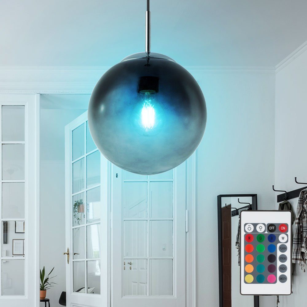 etc-shop LED Pendelleuchte, Leuchtmittel inklusive, Warmweiß, Farbwechsel, Pendel Hänge Lampe Arbeits Zimmer Glas Kugel Leuchte