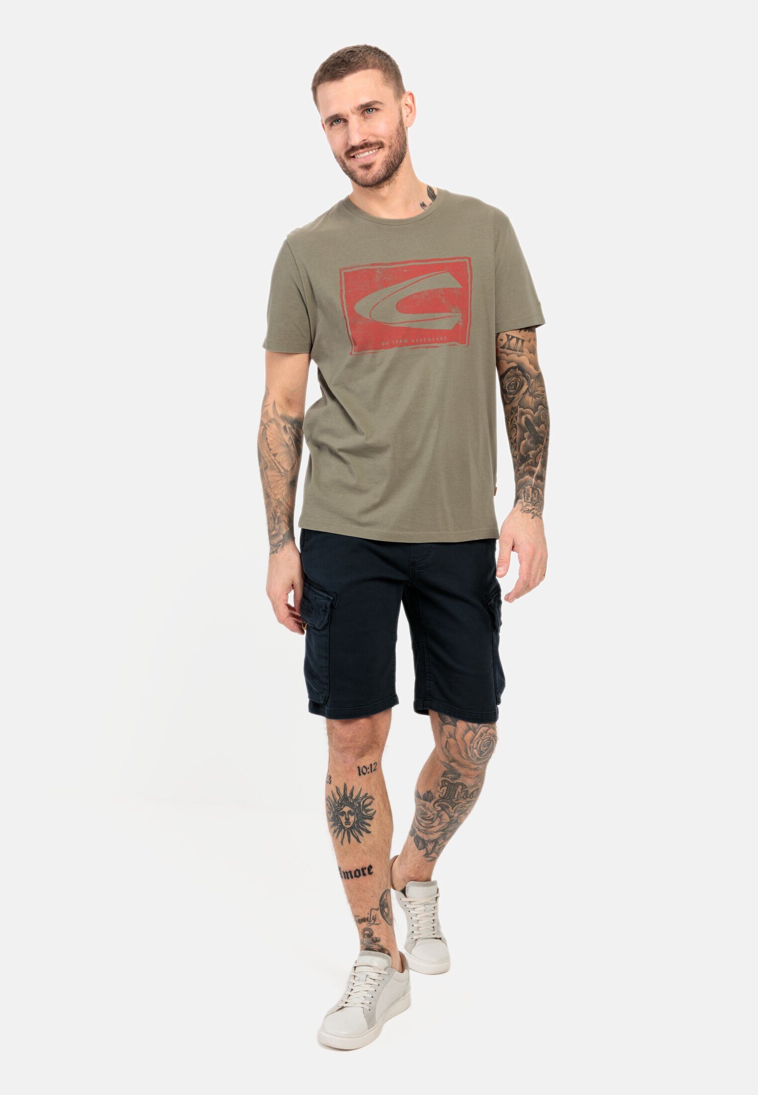 camel active T-Shirt aus zertifiziertem Organic Cotton Kurzarm Rundhals