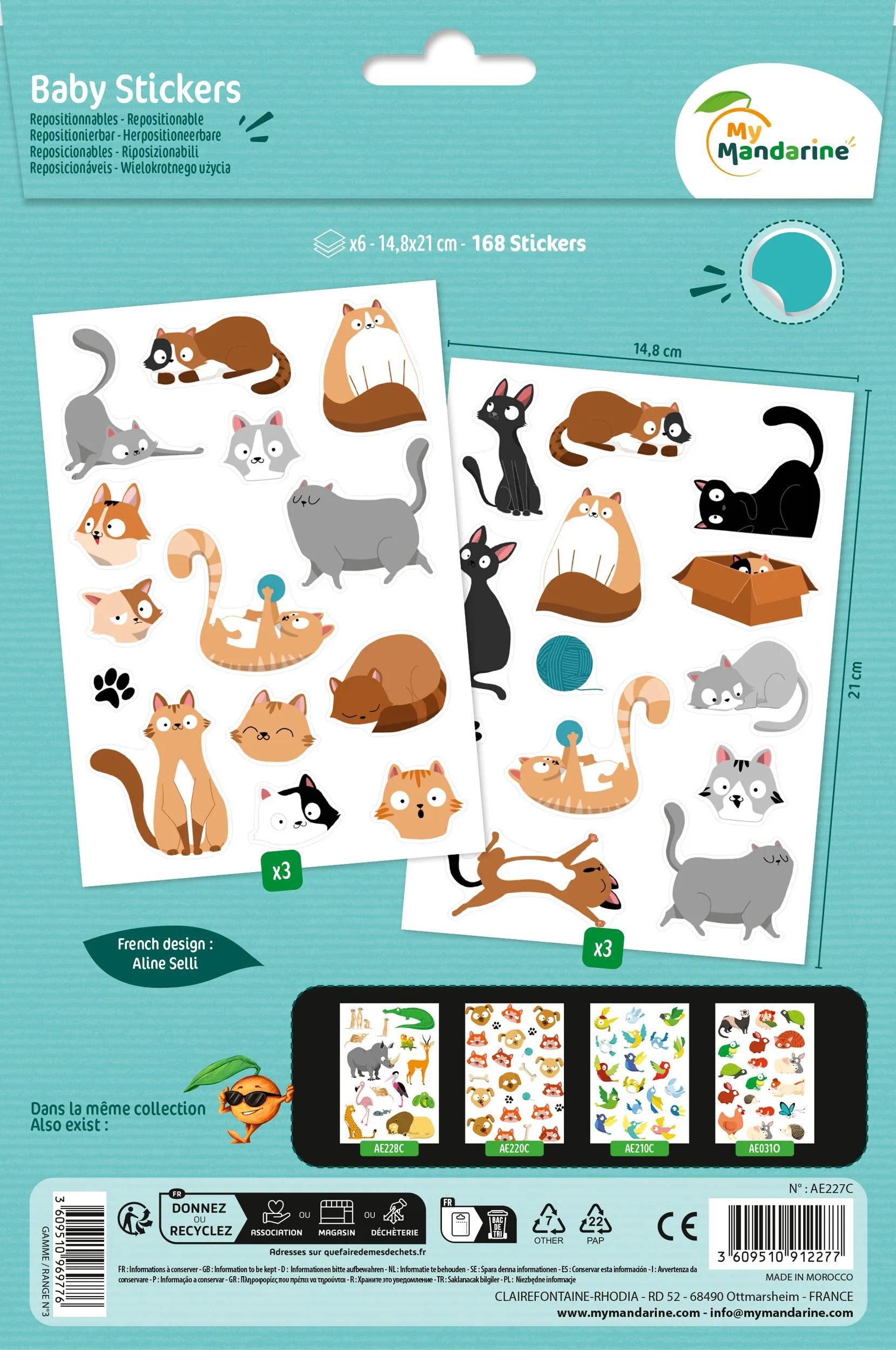 maildor Sticker 10x Baby, 6 Stickerbogen 14,8x21cm, Katzen - Mehrfarbig AE227C, Sticker A5