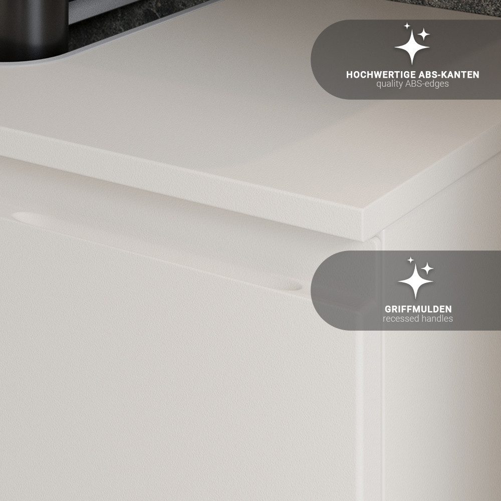 Lomadox Waschbeckenschrank SALO-01 kaschmir matt 60 cm breit modern Metallf günstig online kaufen