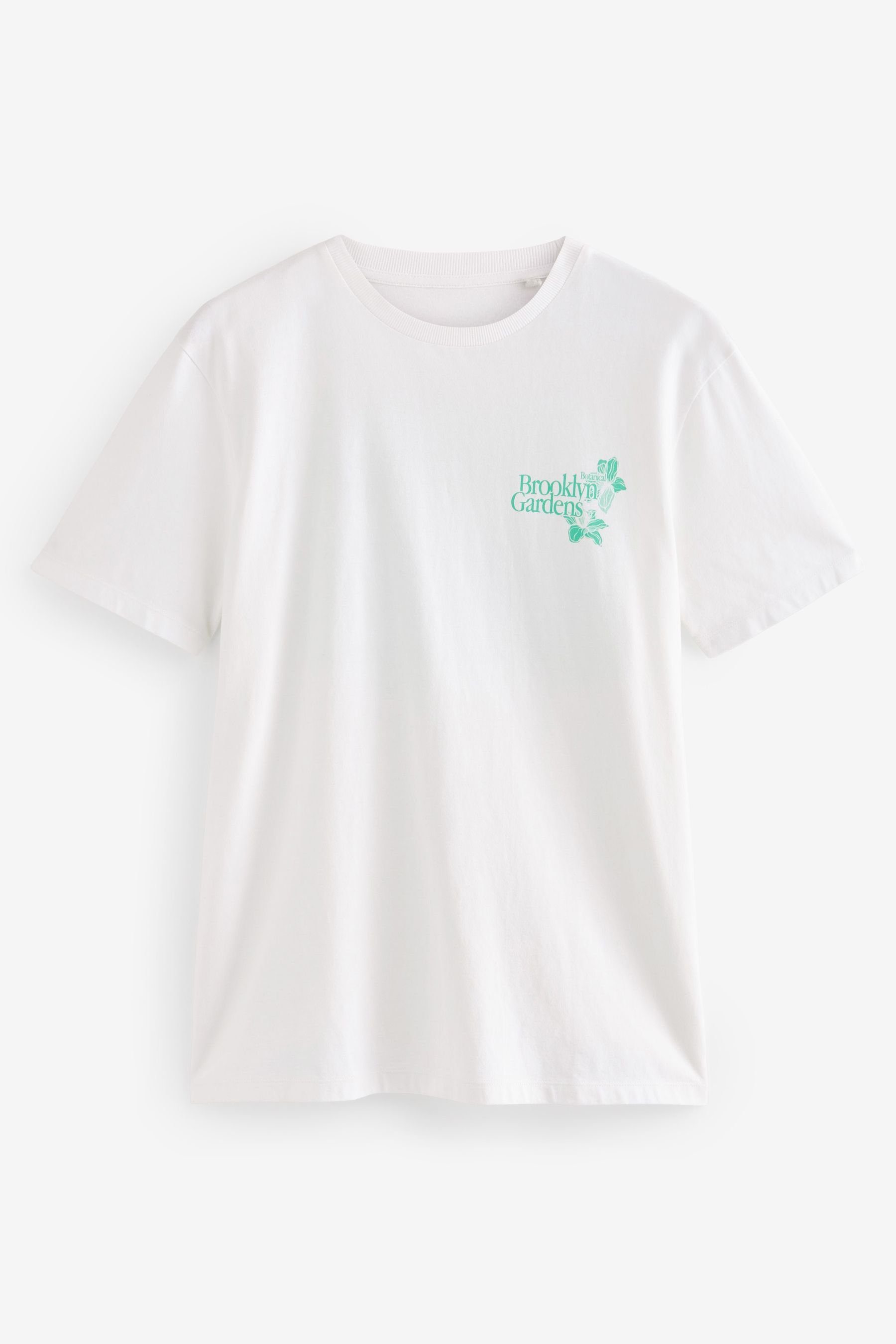 Next T-Shirt T-Shirt mit White/Green (1-tlg) Grafikprint