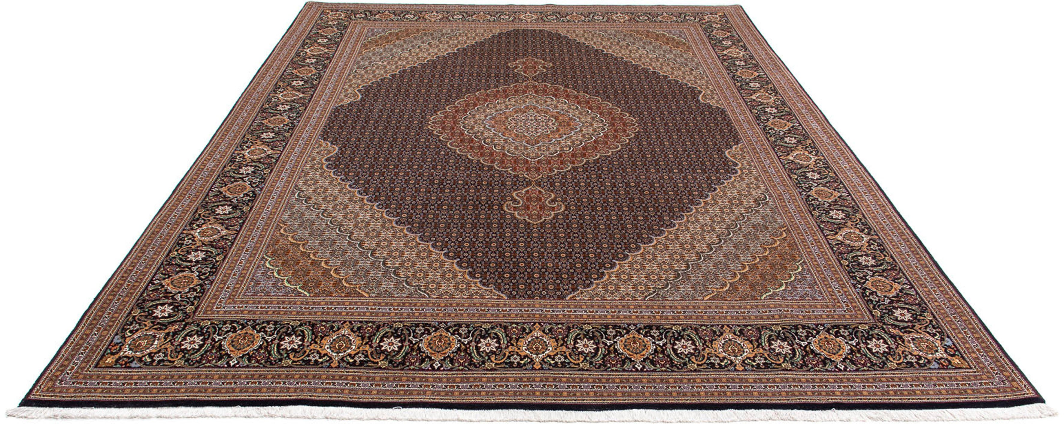 Orientteppich Perser - Täbriz - 360 x 253 cm - dunkelbraun, morgenland, rechteckig, Höhe: 10 mm, Wohnzimmer, Handgeknüpft, Einzelstück mit Zertifikat