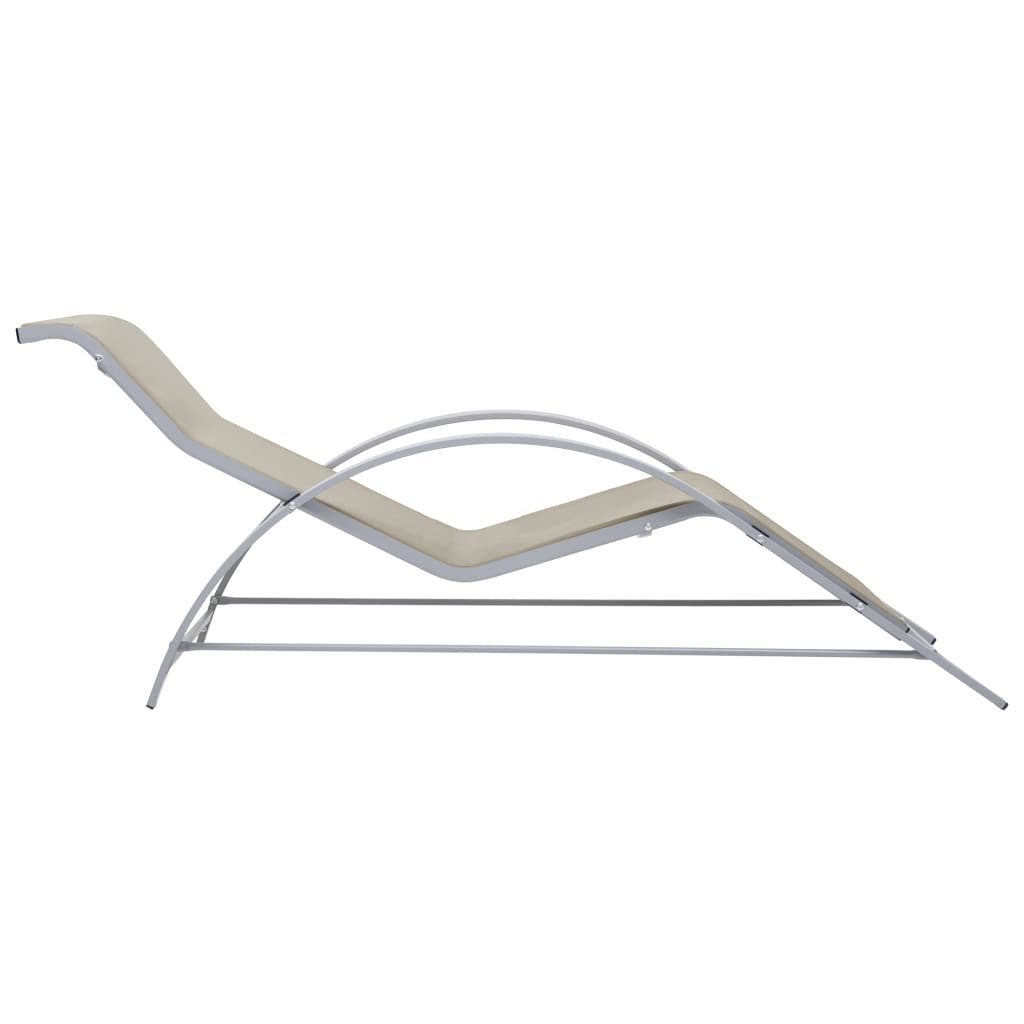 vidaXL Gartenliege Sonnenliege Textilene und Aluminium Creme, 1 St.