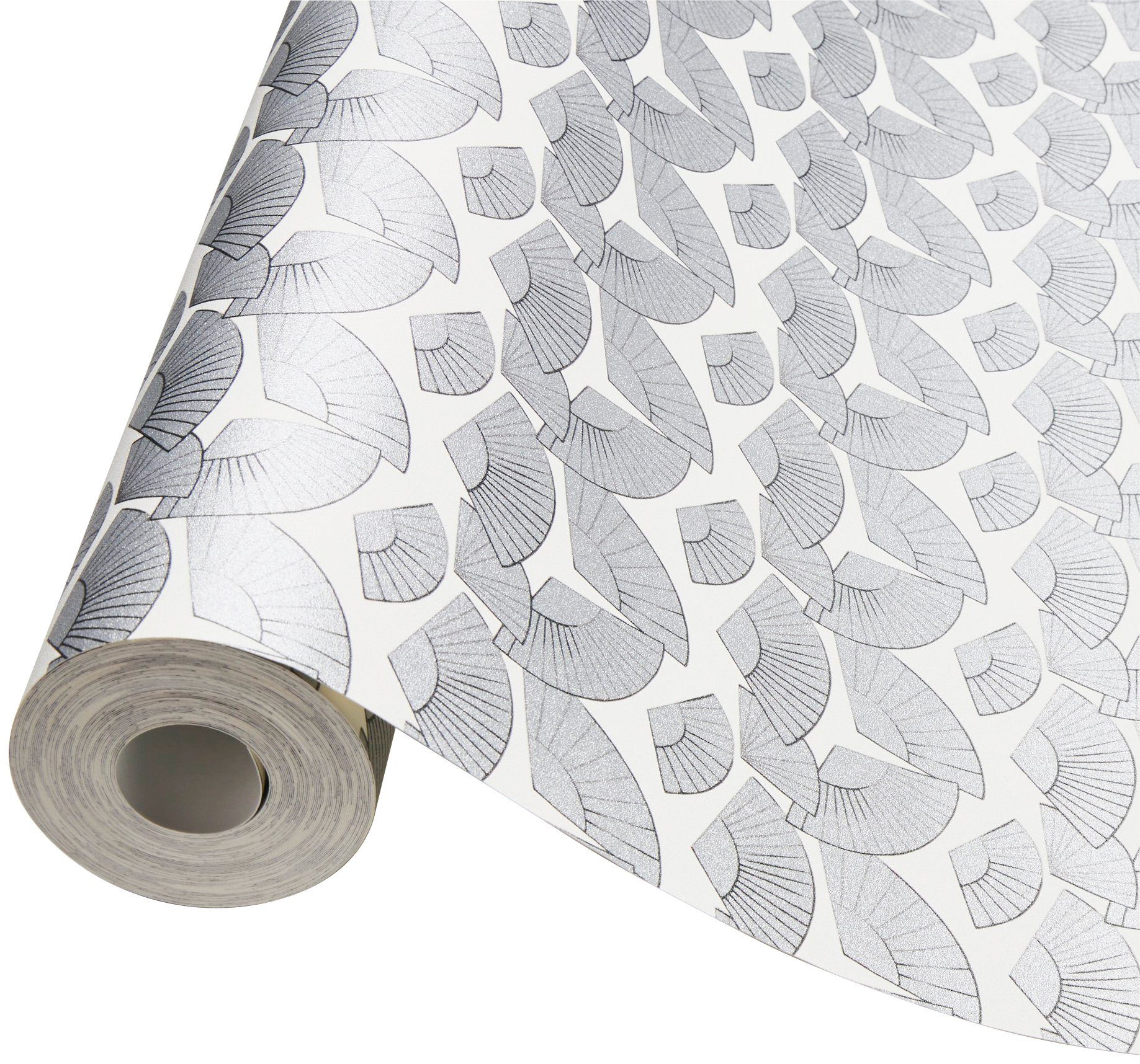 Vliestapete Designer Geometrische Architects Paper silber/weiß/metallic Metallic Tapete Fan,