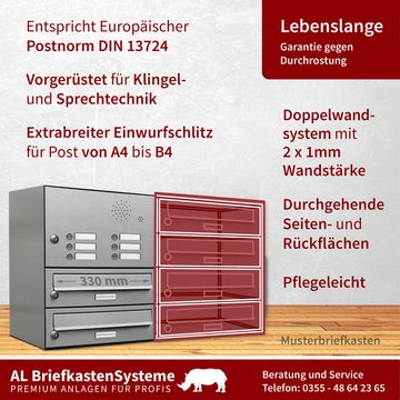 AL Briefkastensysteme Wandbriefkasten 10 Fach Premium Edelstahl Briefkasten Post A4 modern robustwetterfest