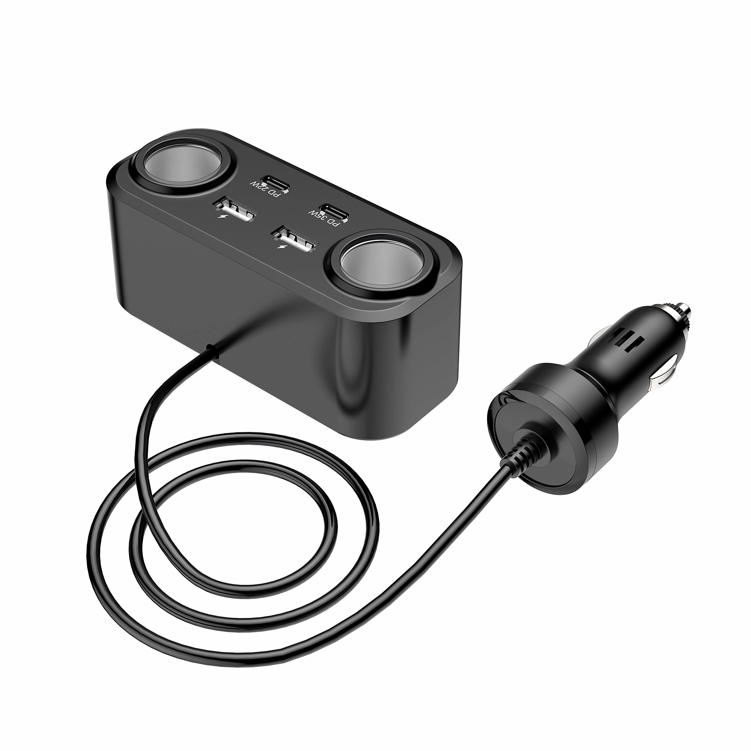 Bolwins N54C 12V /24V Zigarettenanzünder Auto Ladegerät mit 2x USB 2x Typ-C PD KFZ-Netzteil (100W Schnellladegerät QC3.0 & USB-C PD Schnellladung) – Bild 3 von 5