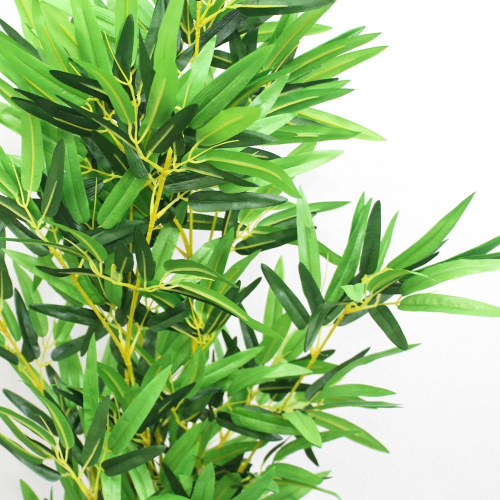 mit Künstliche Bambus Kunstpflanze Kunstpflanze Pflanze Kunstbaum 120cm Echtholz Decovego Decovego,
