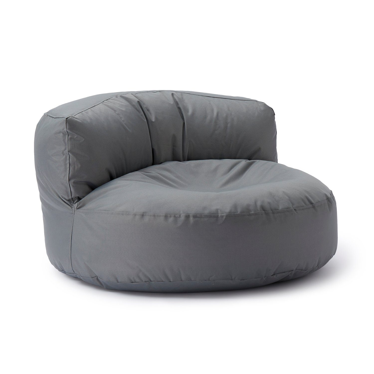 grau Couch Bag 90x90x50cm Sitzkissen Outdoor Round Sofa Lumaland Rückenlehne Lounge, inkl. Bean Sitzsack In-&
