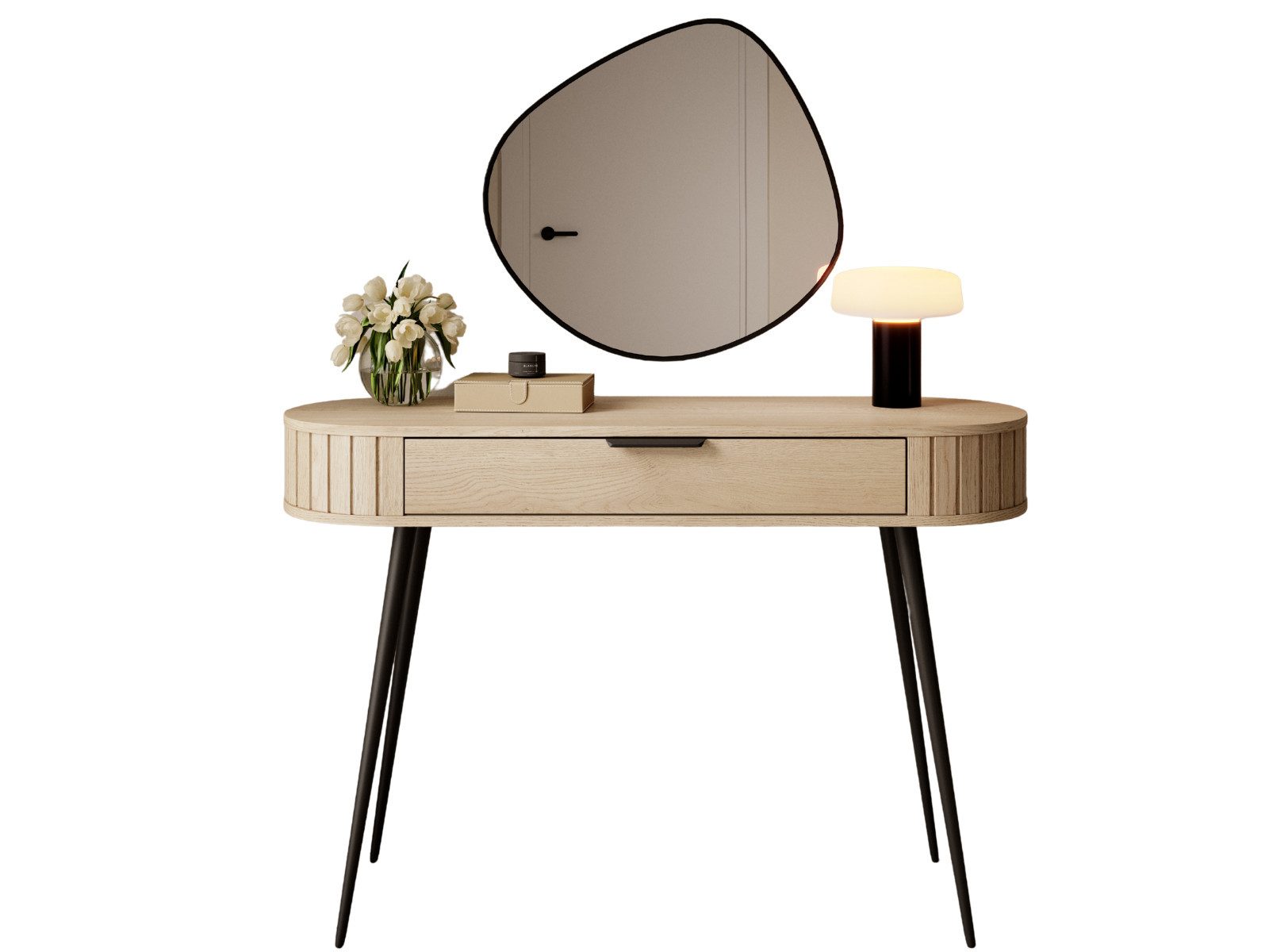 yourhouse24 Schminktisch Konsole mit Schublade MIZU, Cremona Eiche, mit Lamellen (1 Schminktisch, Konsole), Breite 120 cm