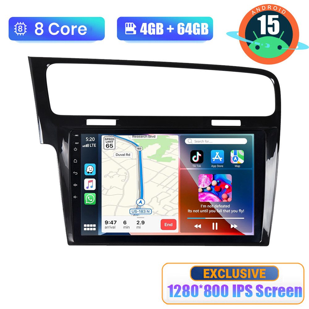 A-Sure 8-Core Android 15 Carplay RDS GPS Navi Für VW Golf 7 VII MK7 2012-2017 Autoradio (Digitalradio (DAB), RDS, FM, AM, 1280*800 IPS Screen/8-Core CPU)