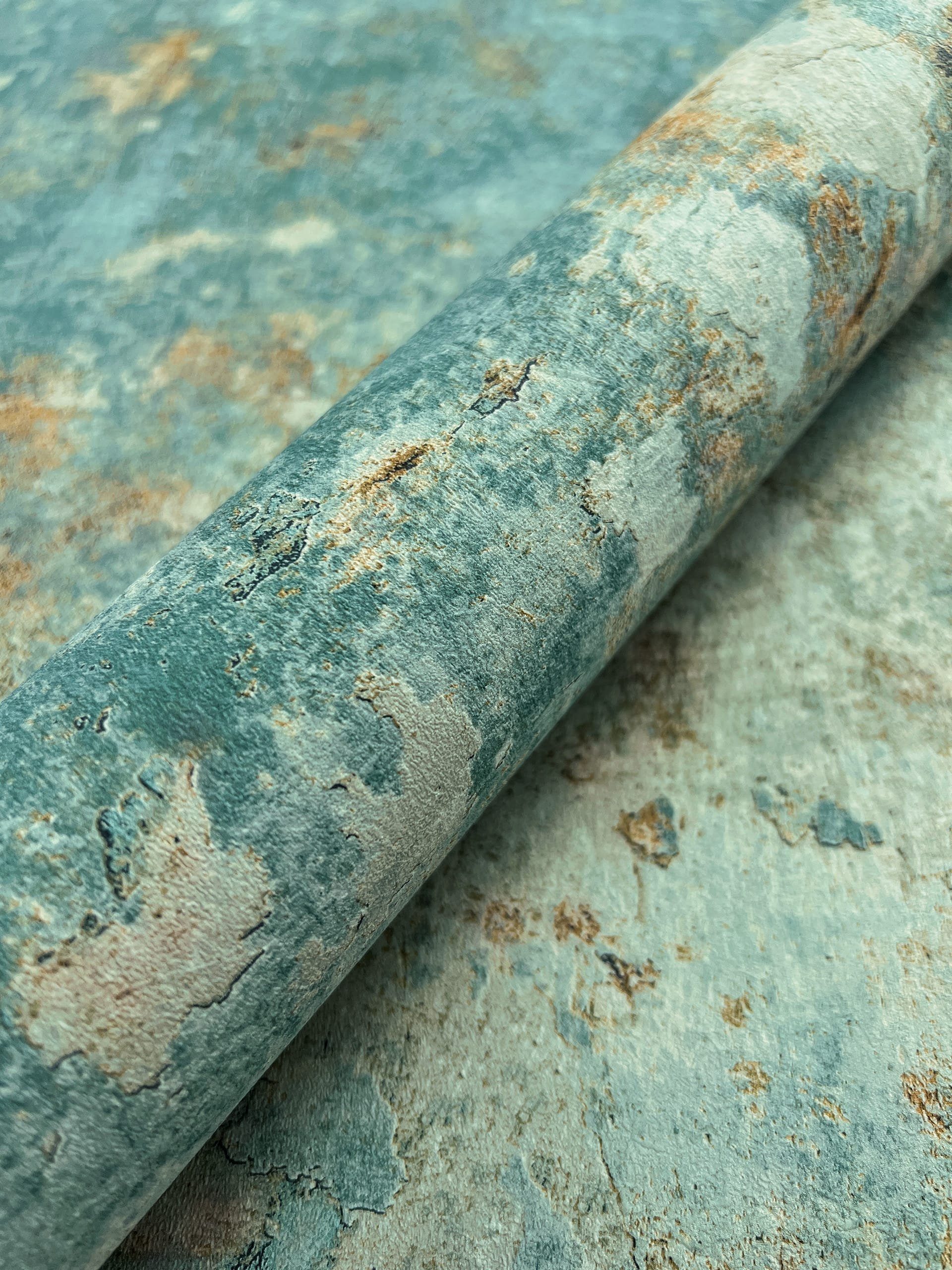 Newroom Vliestapete Dimnah Turquoise Tapete Betonoptik Beton,Zement, Türkis günstig online kaufen