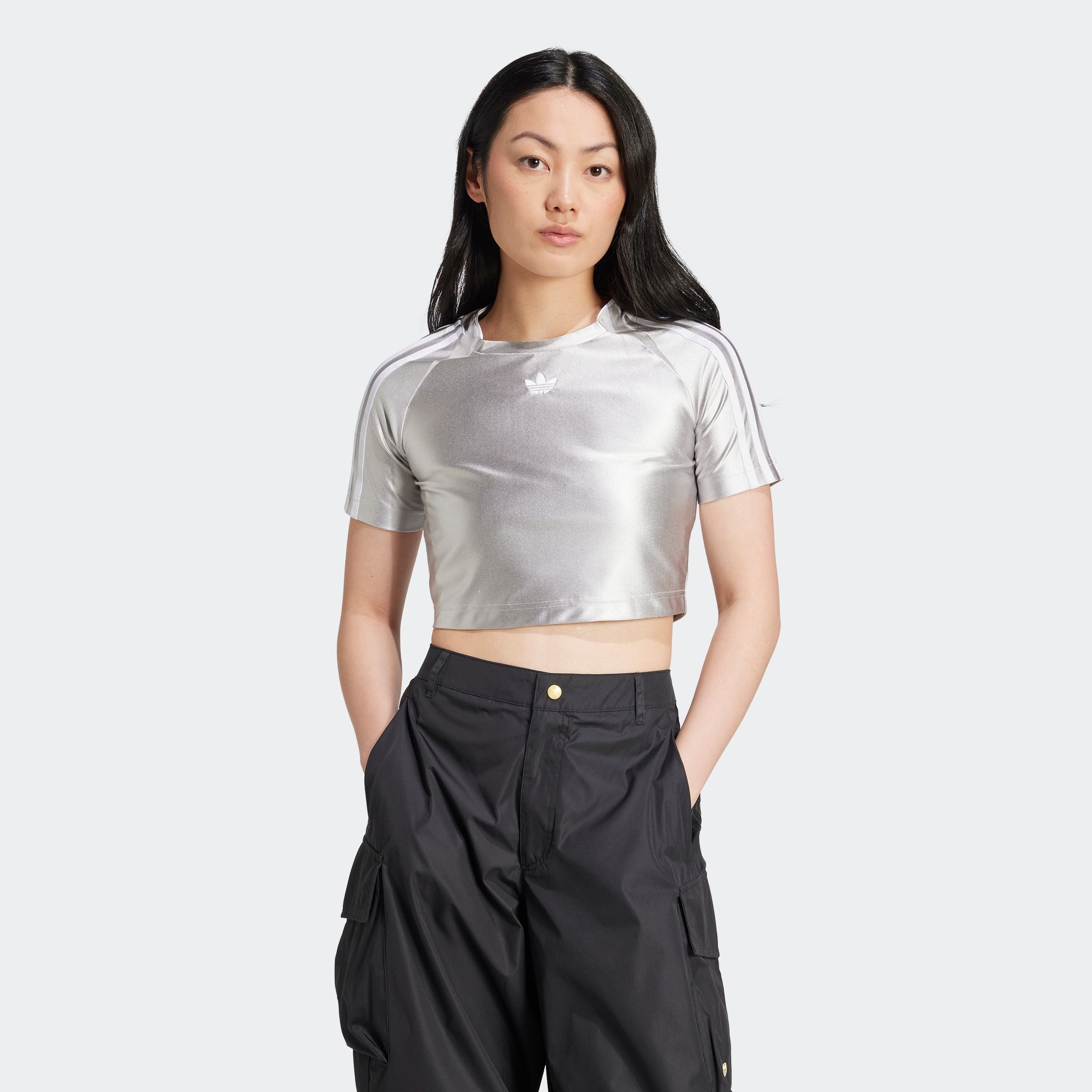 adidas Originals T-Shirt TEAMGEIST TOP bauchfrei, schmale Passform, mit Ela günstig online kaufen