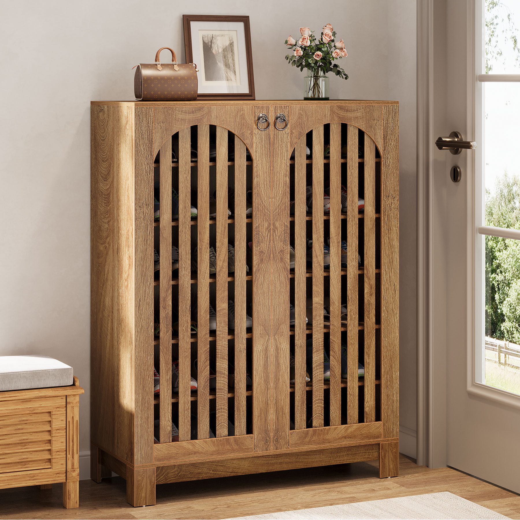 Tribesigns Schuhschrank 6-stöckiger Schuhschrank mit Lamellentüren, 24 Paar günstig online kaufen