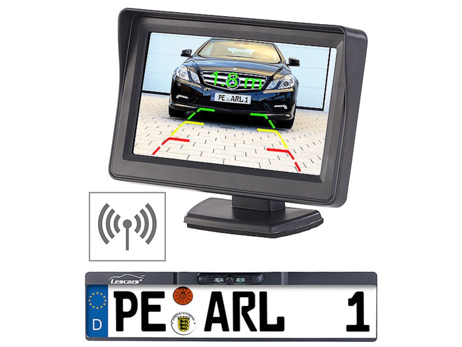 Lescars »Lescars Funk-Rückfahrkamera 10,9-cm-TFT-Monitor Rückfahrhilfe
