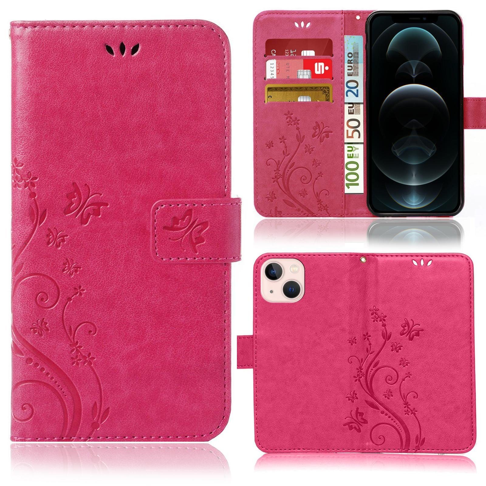 Numerva Smartphone-Hülle Handytasche Blumen Muster Hülle für Apple iPhone 13, Schutzhülle, Blumenmuster