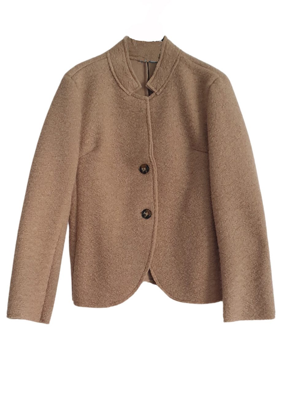 Bouclèjacke Jacke Stehkragen Boucletstil ungefüttert