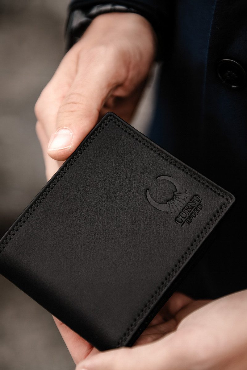 Corno d´Oro Geldbörse Herren Leder mit RFID Schutz Slim Wallet ohne Münzfach, Kleiner Geldbeutel für Herren - Smart Portemonnaie für 6 Karten