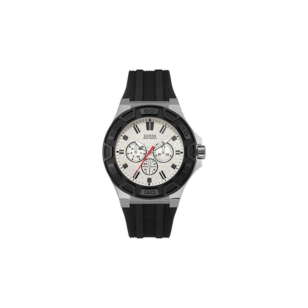 Quarzuhr Guess Herrenuhr W0674G3 45 mm Armbanduhr Uhr Kautschuk Weiß