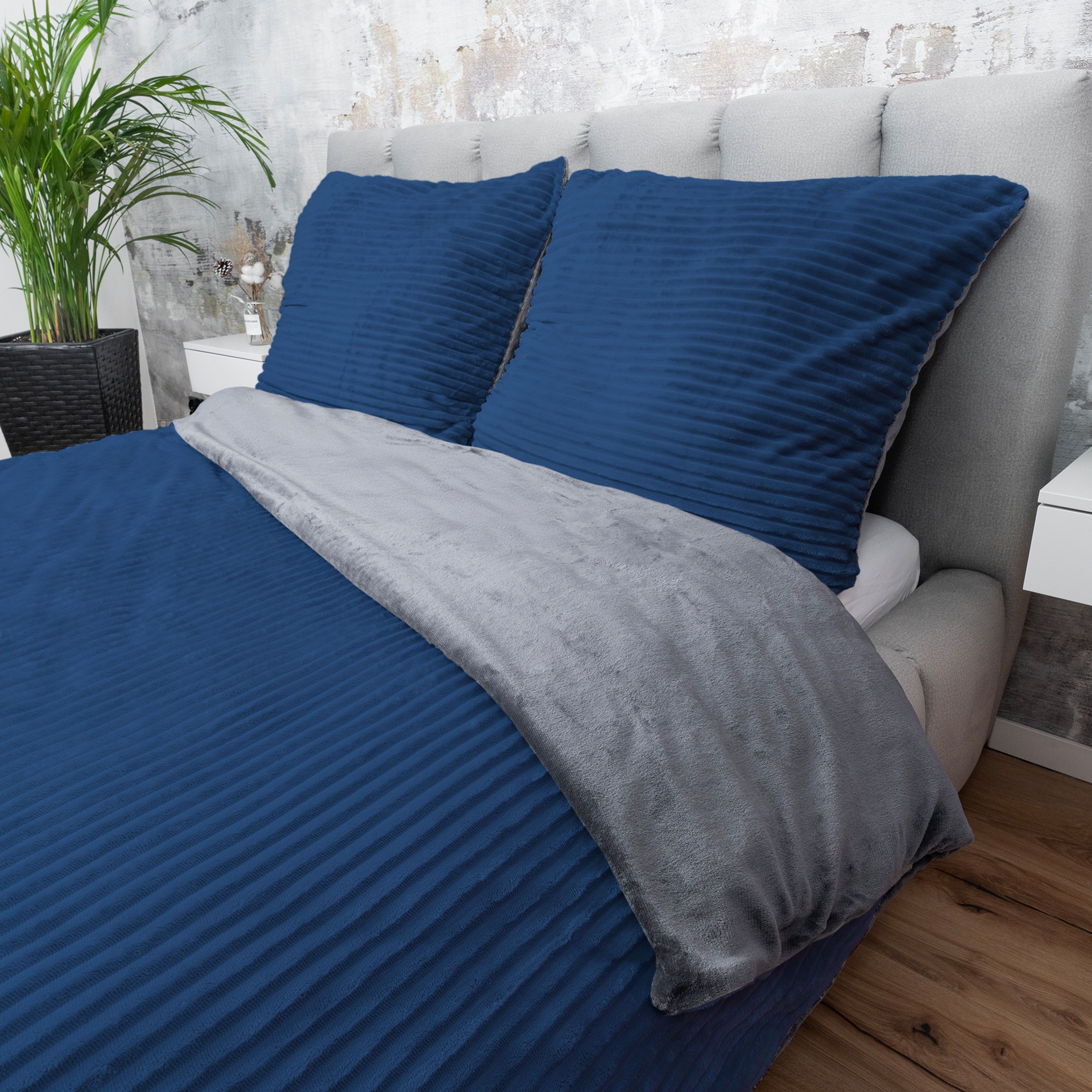 One Home Bettwäsche Winter Cashmere Touch Cord Optik, Fleece, 2 teilig, flauschig warmes Teddy Plüsch, Normalgröße – Bild 2 von 5