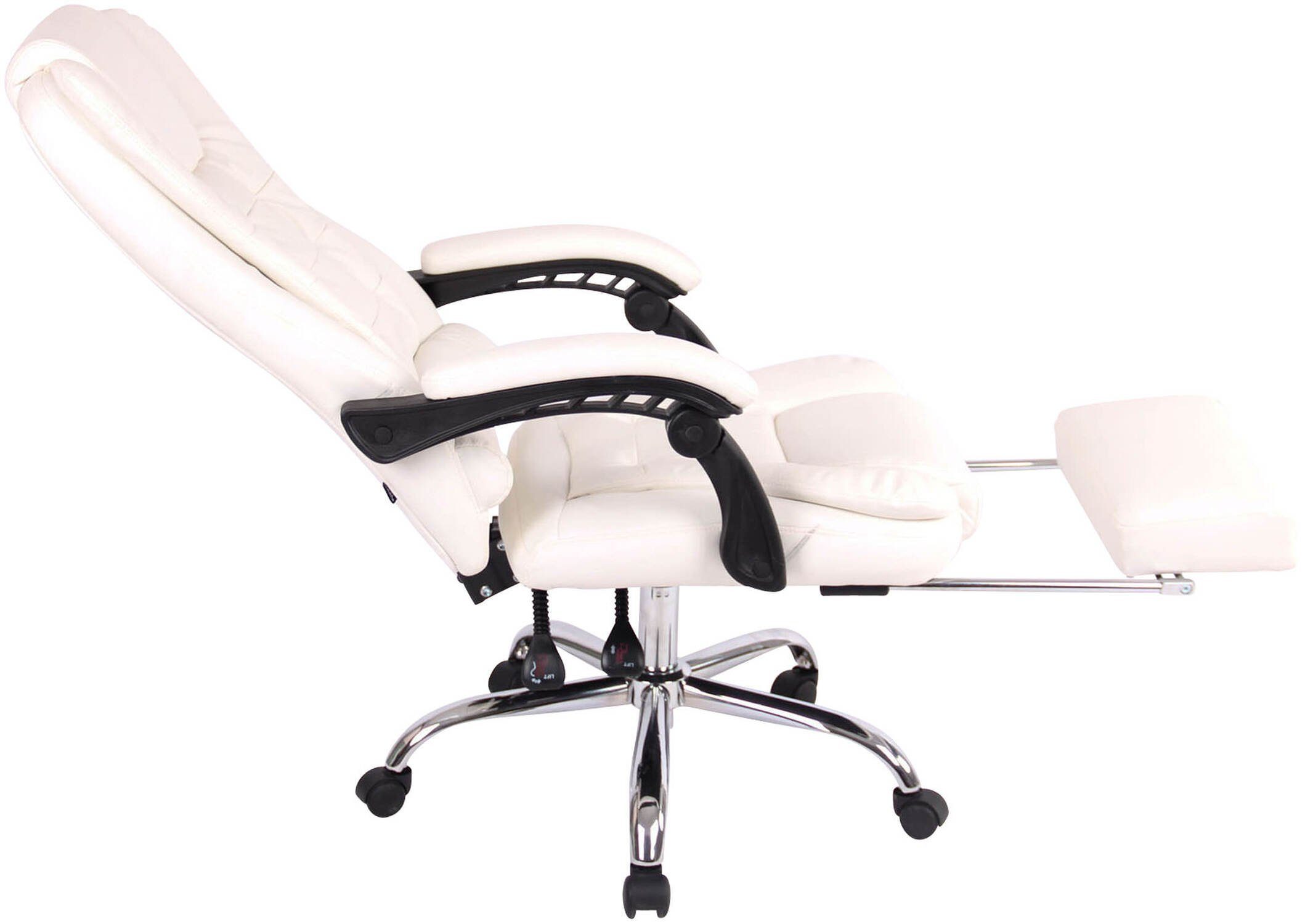 TPFLiving Bürostuhl Onix mit höhenverstellbar Drehstuhl, - Sitz: Gestell: Bürostuhl 360° (Schreibtischstuhl, und bequemer Rückenlehne drehbar Kunstleder weiß - Chefsessel, chrom XXL), Metall