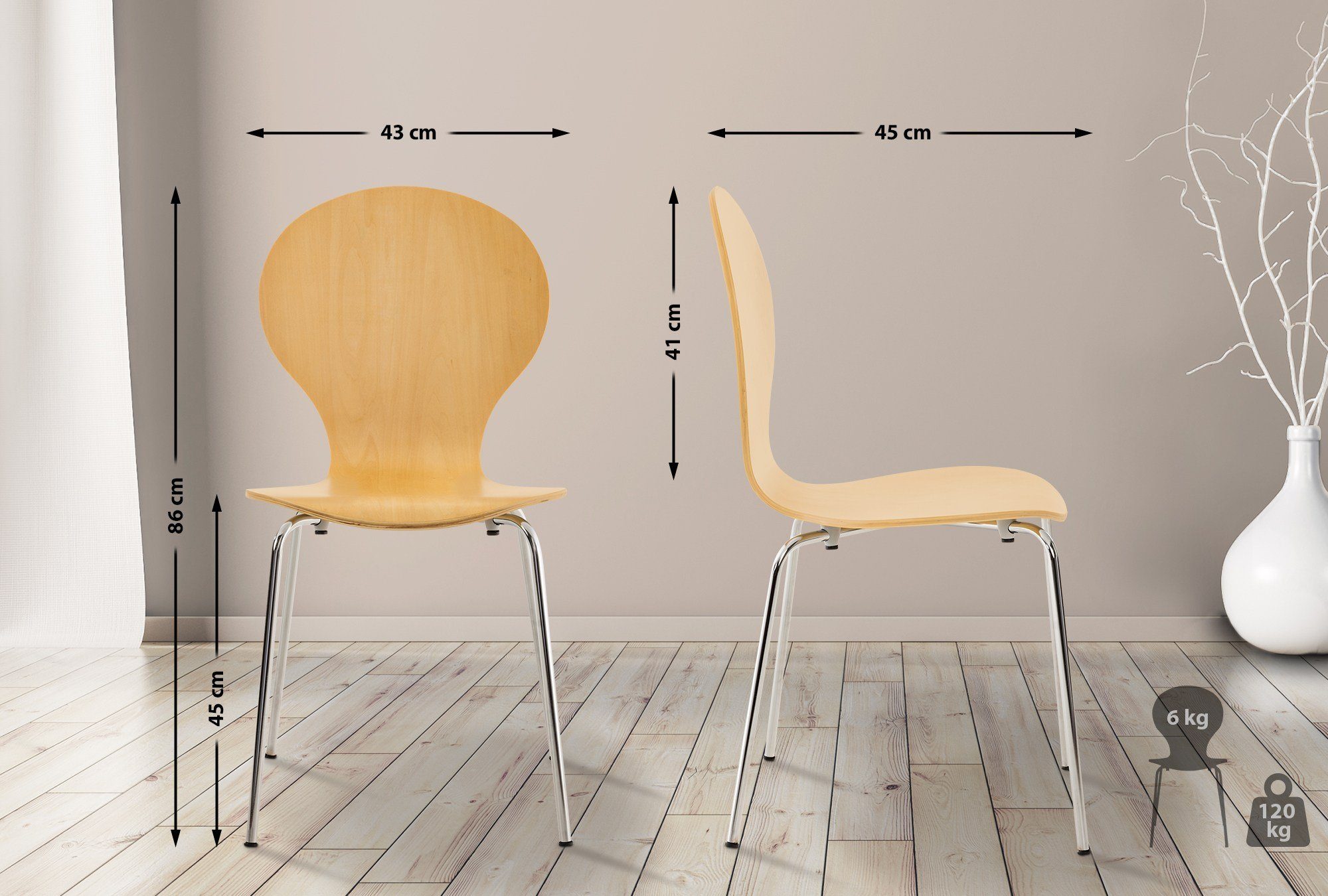 CLP Besucherstuhl Diego (4er Set), stapelbar günstig online kaufen