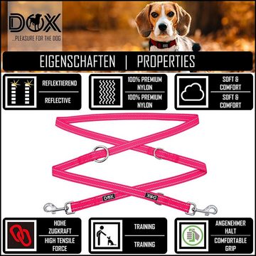 DDOXX Hundeleine Hundeleine Nylon, reflektierend, 3fach verstellbar, 2m, Pink