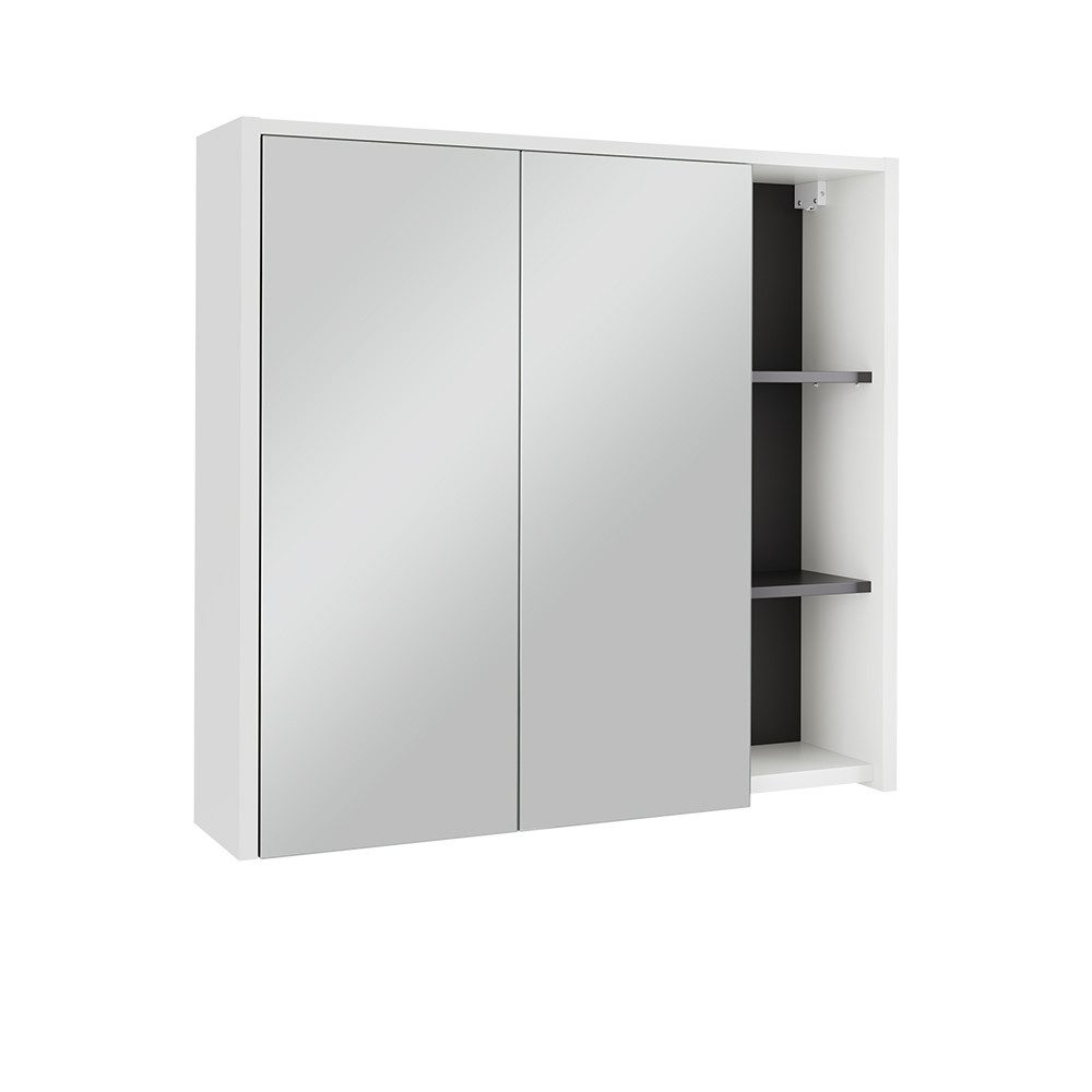 Vicco Badezimmerspiegelschrank Viola, Weiß/Grau, 80 x 75 cm mit offenen Reg günstig online kaufen