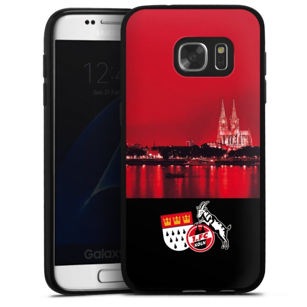 DeinDesign Handyhülle Skyline 1. FC Köln Offizielles Lizenzprodukt Skyline Köln Rot, Samsung Galaxy S7 Silikon Hülle Bumper Case Handy Schutzhülle