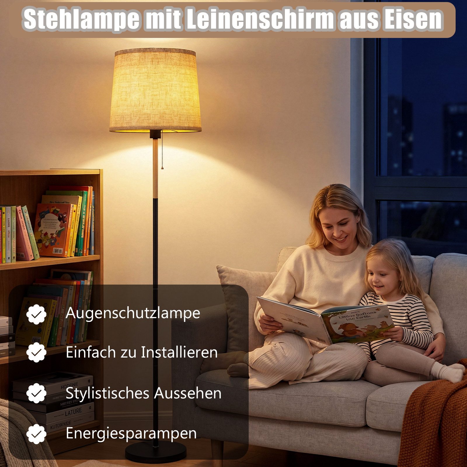 TLGREEN Stehlampe mit Smart LED-Birne & Fernbedienung, 170cm Hohe Standleuchte inkl. 9W LED, E27 Fassung, Für Wohnzimmer, Schlafzimmer, Büro
