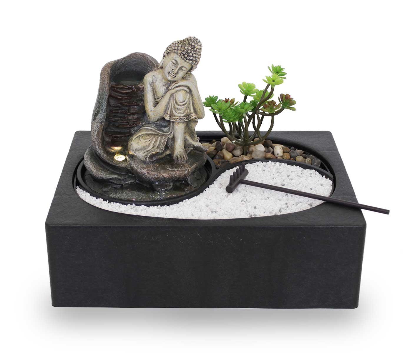 Led, Tischbrunnen Garten Zimmerbrunnen Zen Breite FoZenGarden 29 cm Kiom Buddha