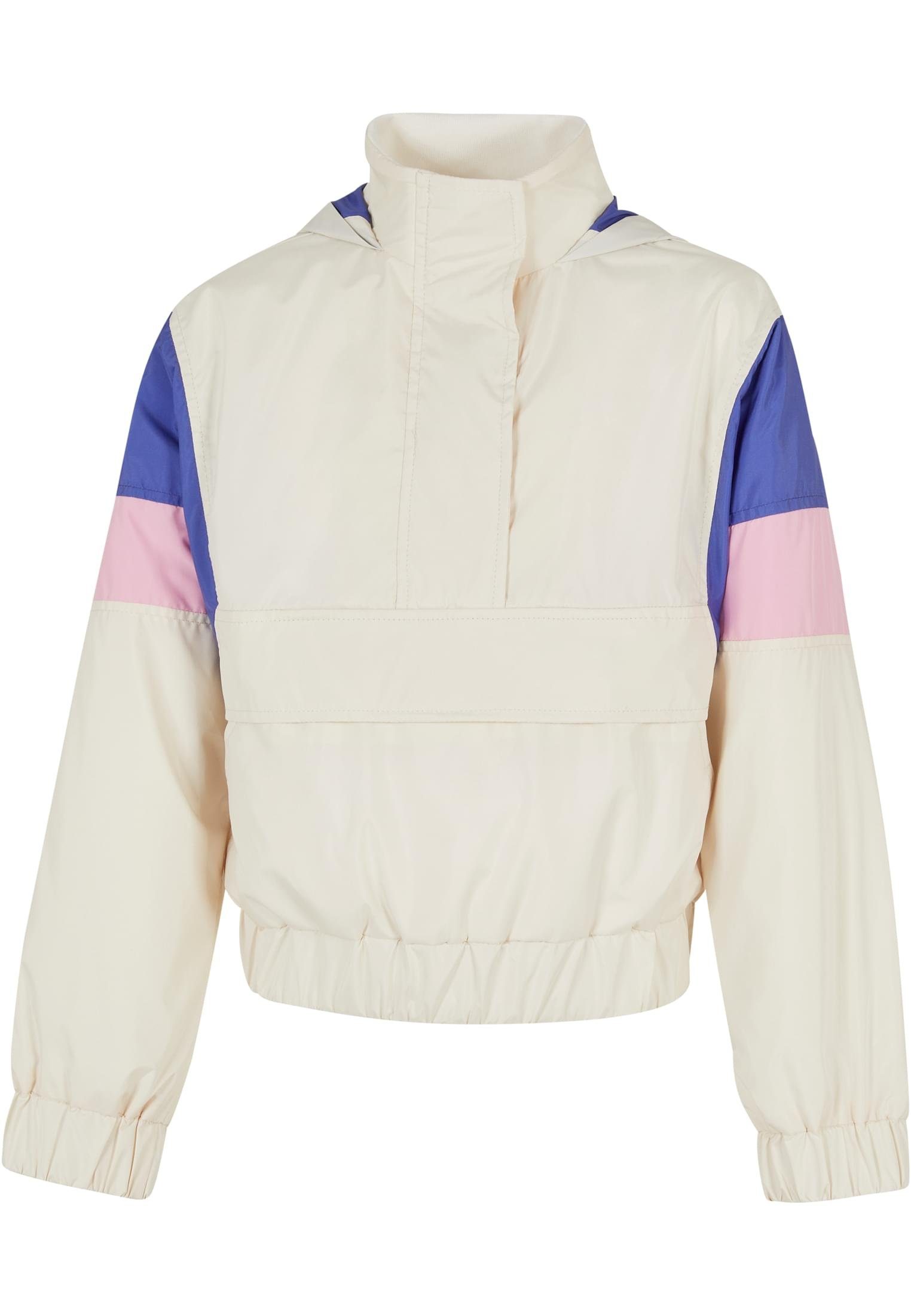 URBAN CLASSICS Windbreaker Damen Girls Light 3-Tone Pull Over Jacket (1-St) whitesand/purpleday/girlypink