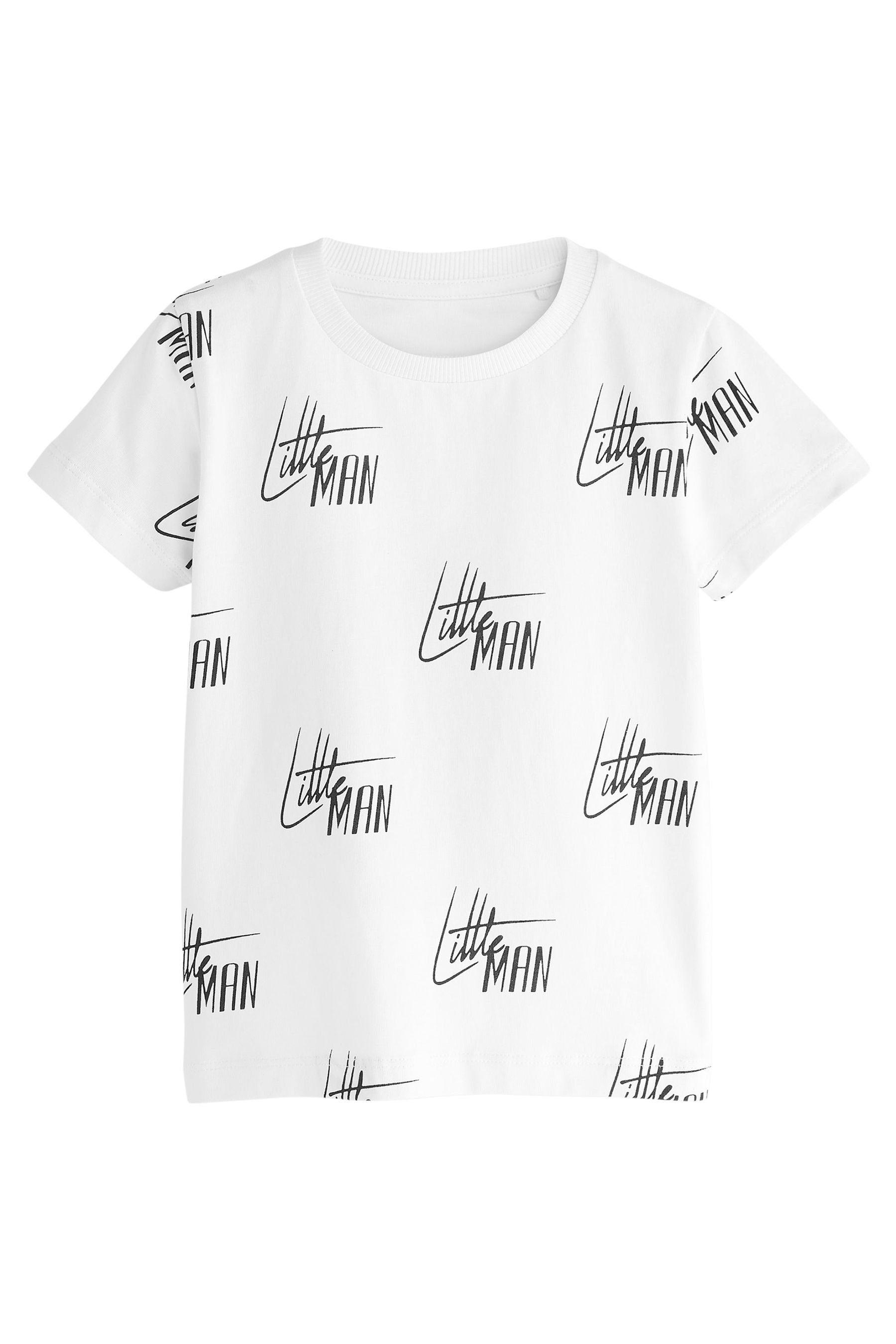 Next T-Shirt Kurzärmelige Black/White 3er-Pack (3-tlg) Figurenmotiv, mit T-Shirts Slogan