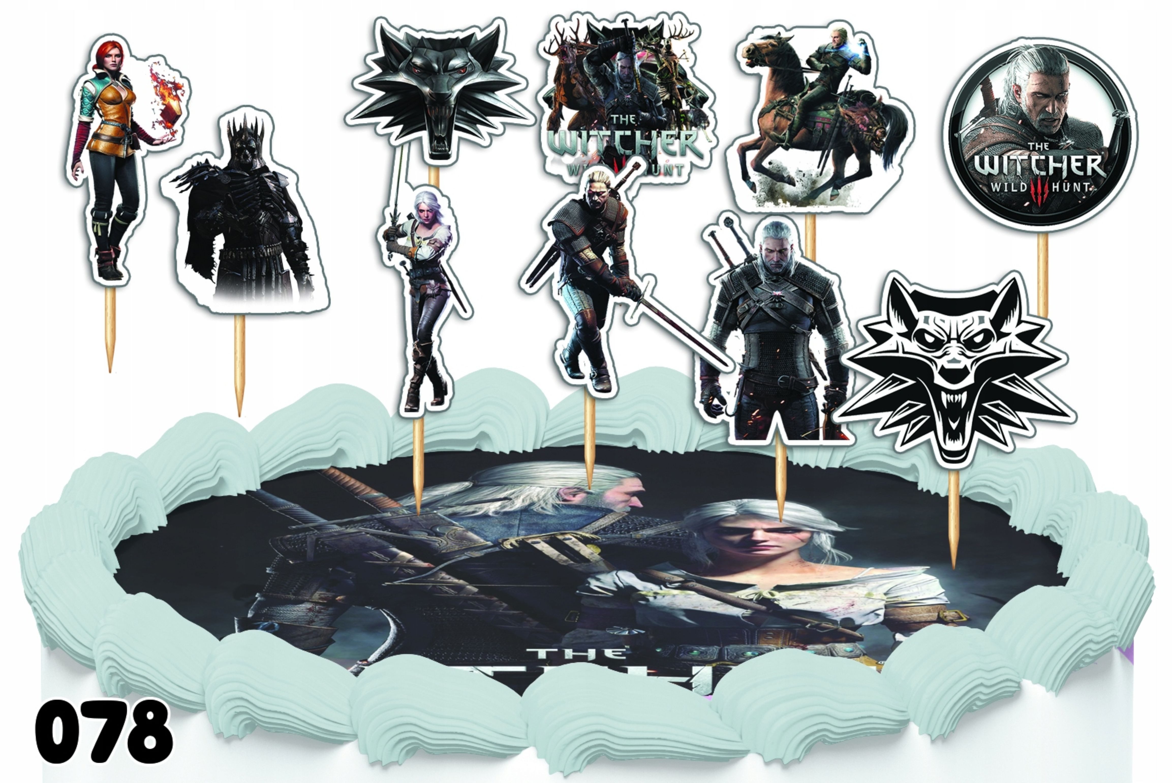 Festivalartikel Tortenstecker Tortendeko Kuchen Topper Set Witcher – 10 Stück Party Deko, (1-tlg)