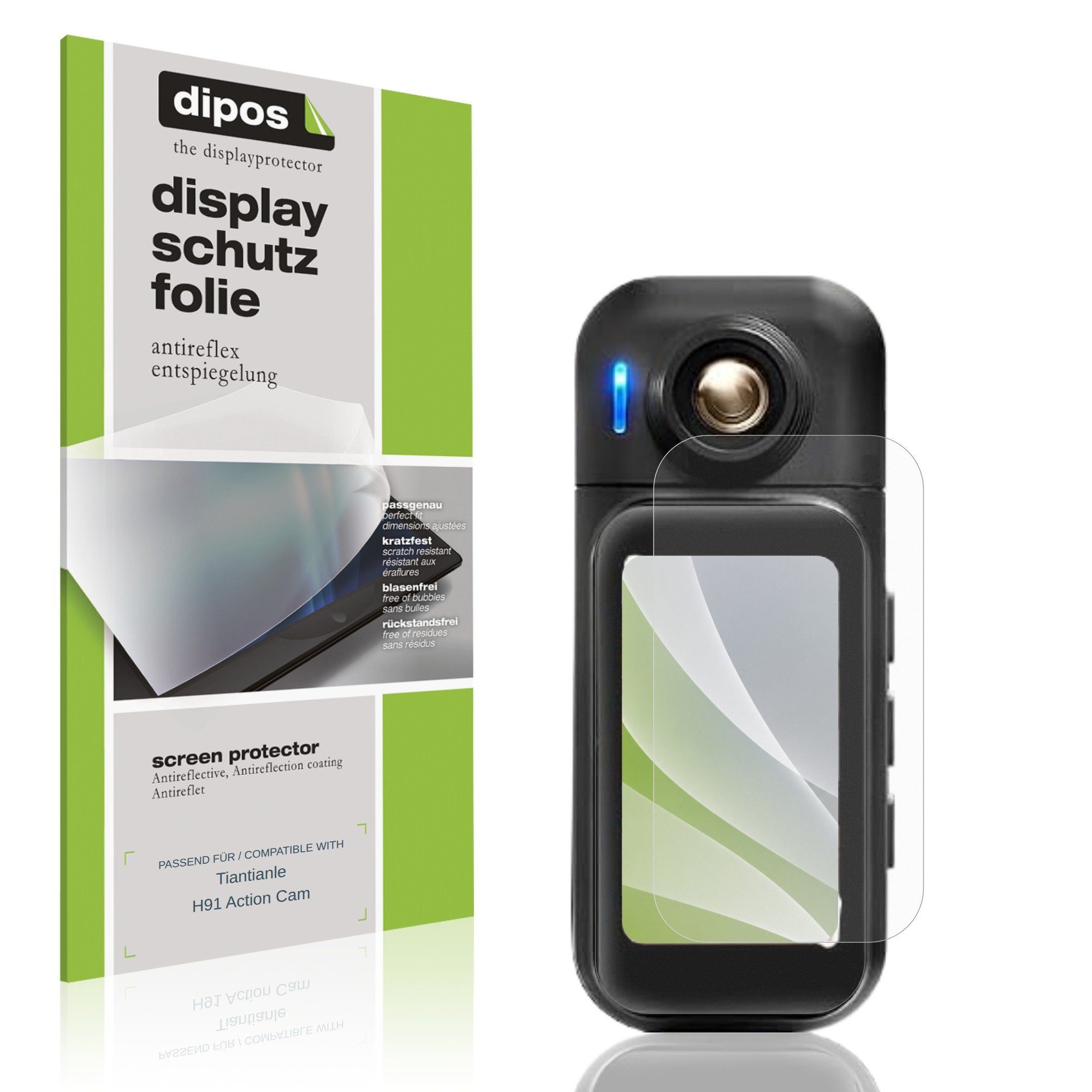 dipos Displayschutzfolie Schutzfolie für Tiantianle H91 Action Cam, 4 Stück, Displayschutz Schutz Folie Made in Germany