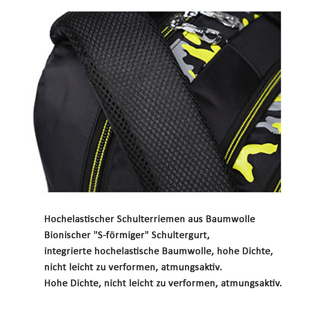 Schulranzen Set, Student DÖRÖY 3 Stück Gelb Camouflage Schulrucksack Kinder gedruckt Backpack