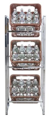 TPFLiving Standregal Getränkekistenständer Star - Getränkeregal für 3 Kisten in chrom, Kastenständer für Getränkekisten - Flaschenregal, Getränkekistenregal mit den Maßen (HxB xT): 116 x 47 x 31 cm