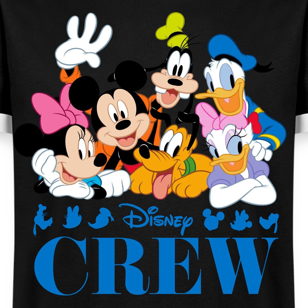 Spreadshirt T-Shirt Mickey & Minnie Pluto Goofy Daisy Donald Crew Männer Kontrast T-Shirt (1-tlg)