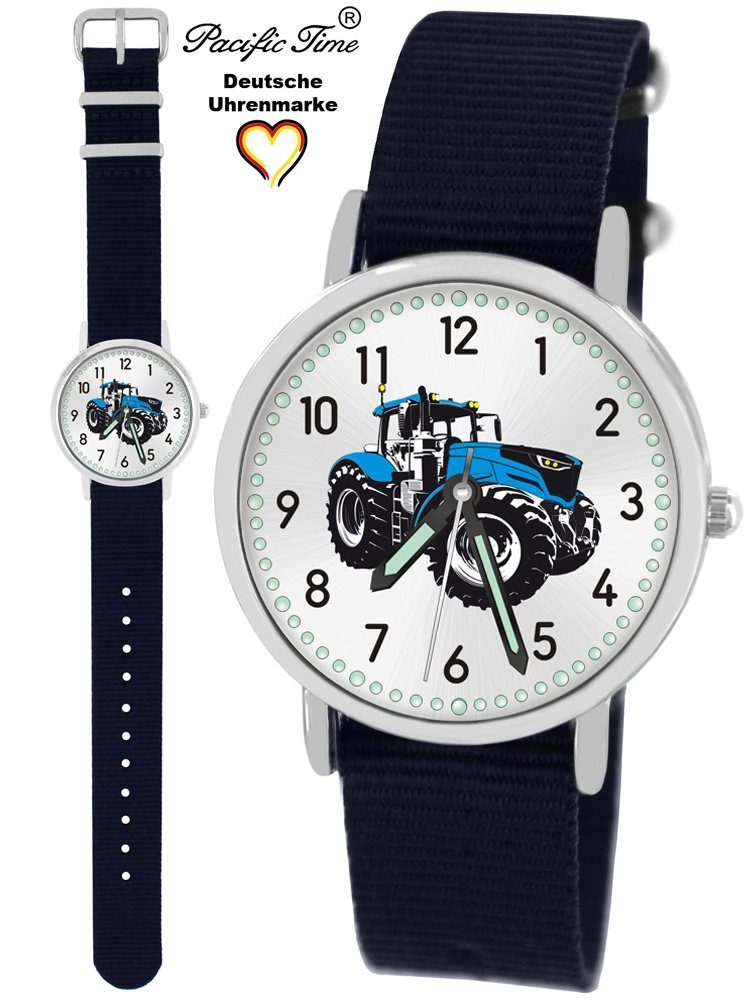 Pacific Time Quarzuhr Kinder Armbanduhr Traktor blau Wechselarmband, Mix und Match Design - Gratis Versand